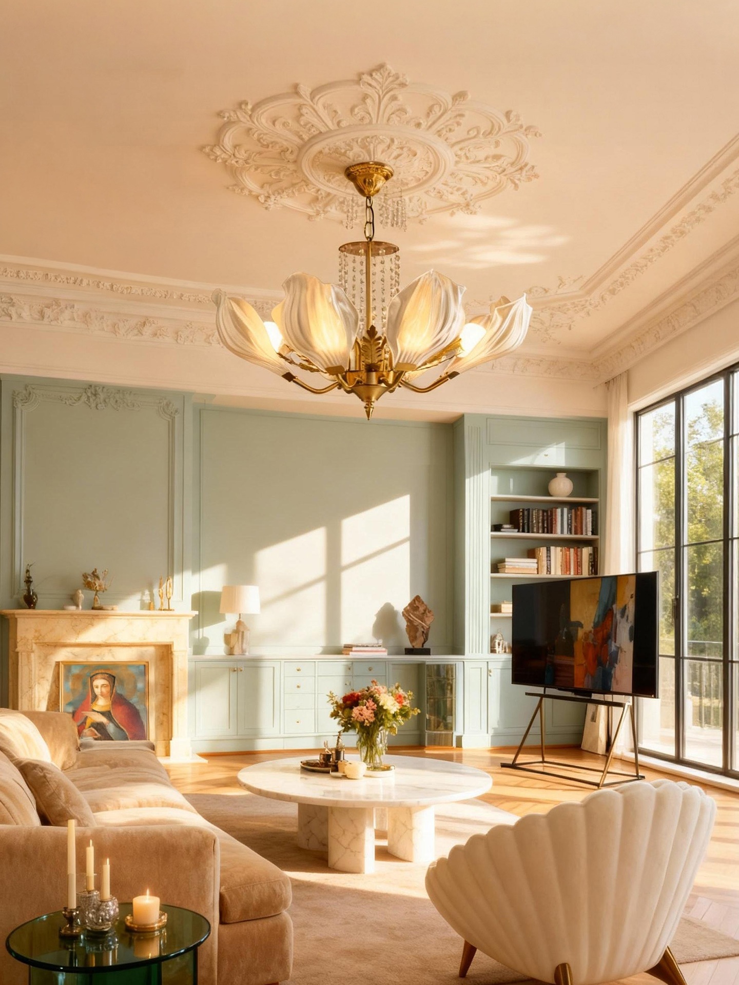Lotus Blossom Glass Chandelier - Luxury 3D Printed Ceiling Light