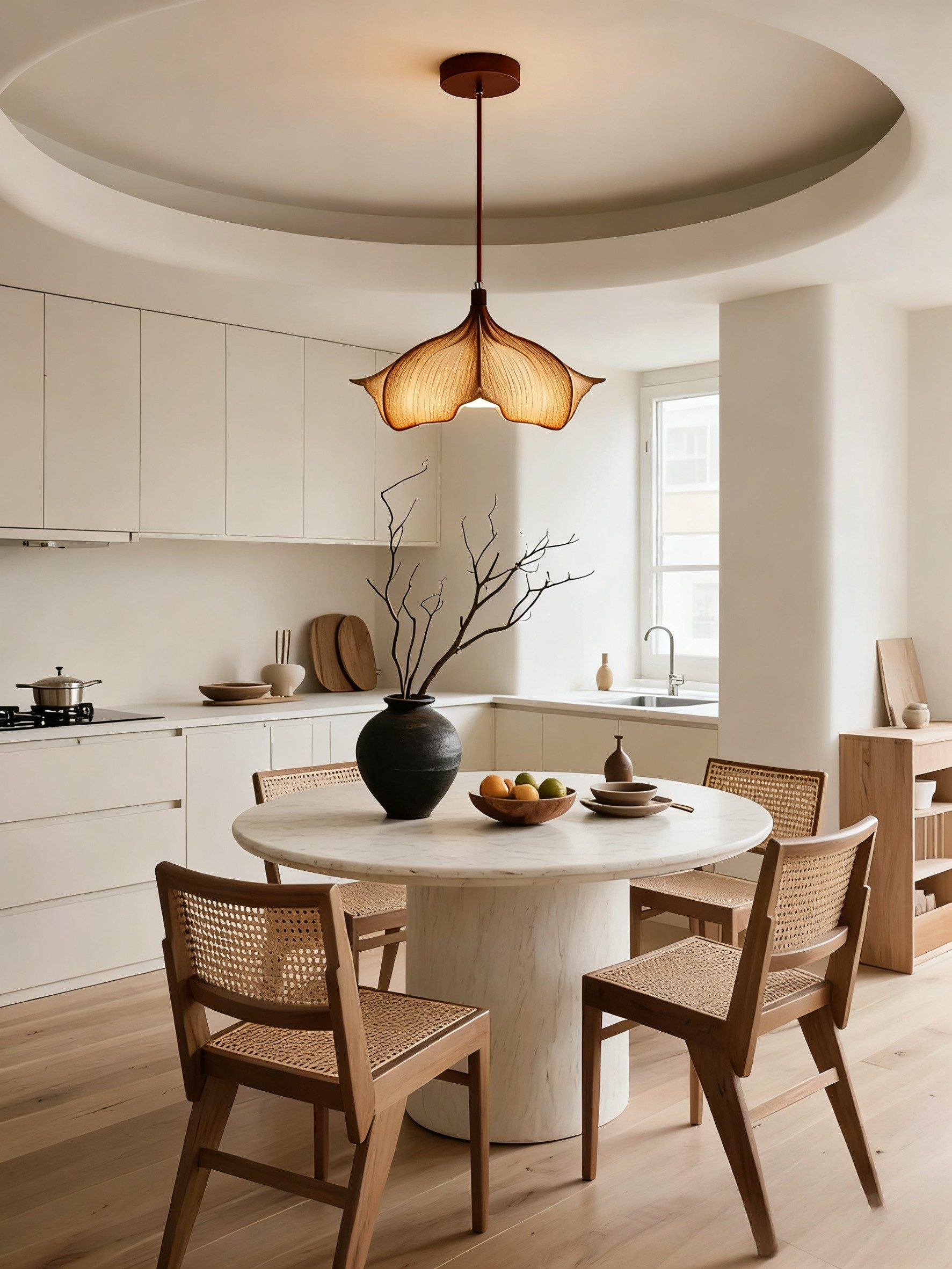 Minimalist Petal Pendant Light - 3D Printed Organic Shade