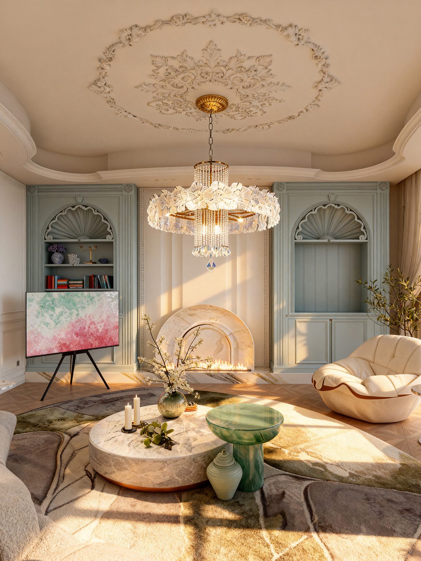 Grand Crystal Blossom Chandelier - 3D Printed Luxury Ceiling Light