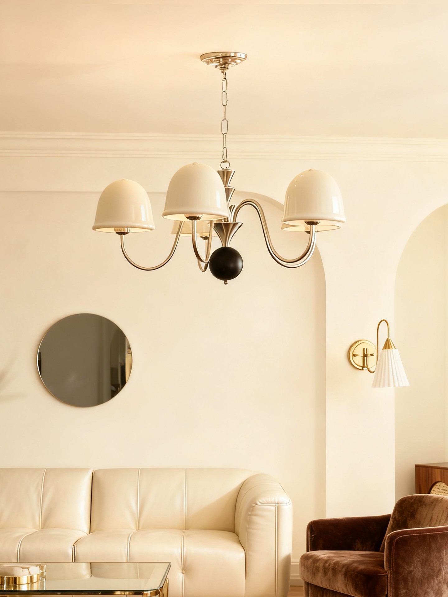 Modern Minimalist 3D Printed Chandelier with Dome Shades