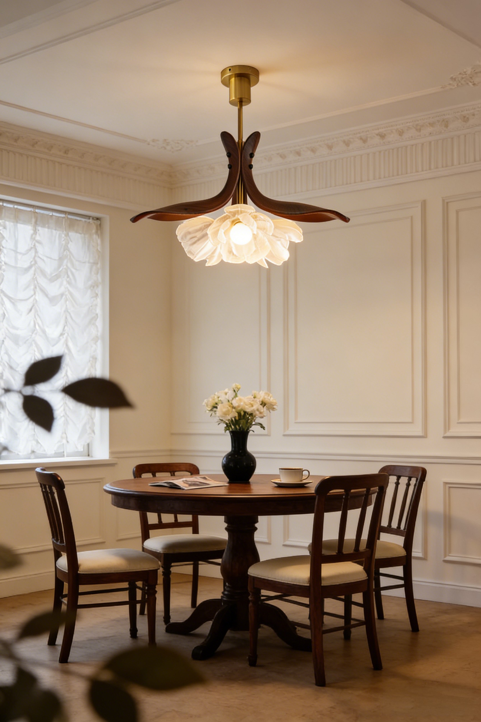 3D Printed Wooden Style Petal Pendant Light