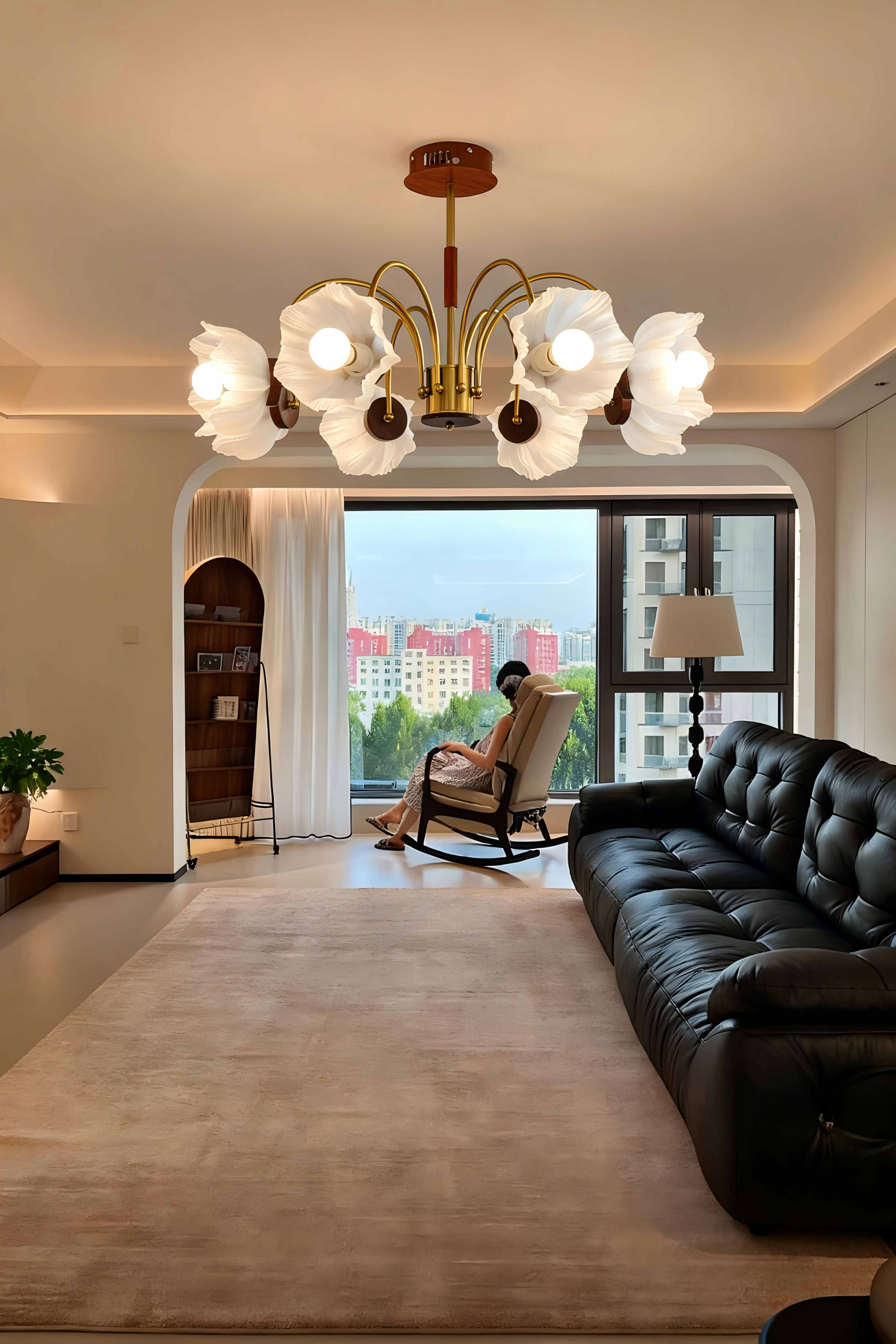 3D Printed Modern Flower Ceiling Chandelier Elegant Living Room Light
