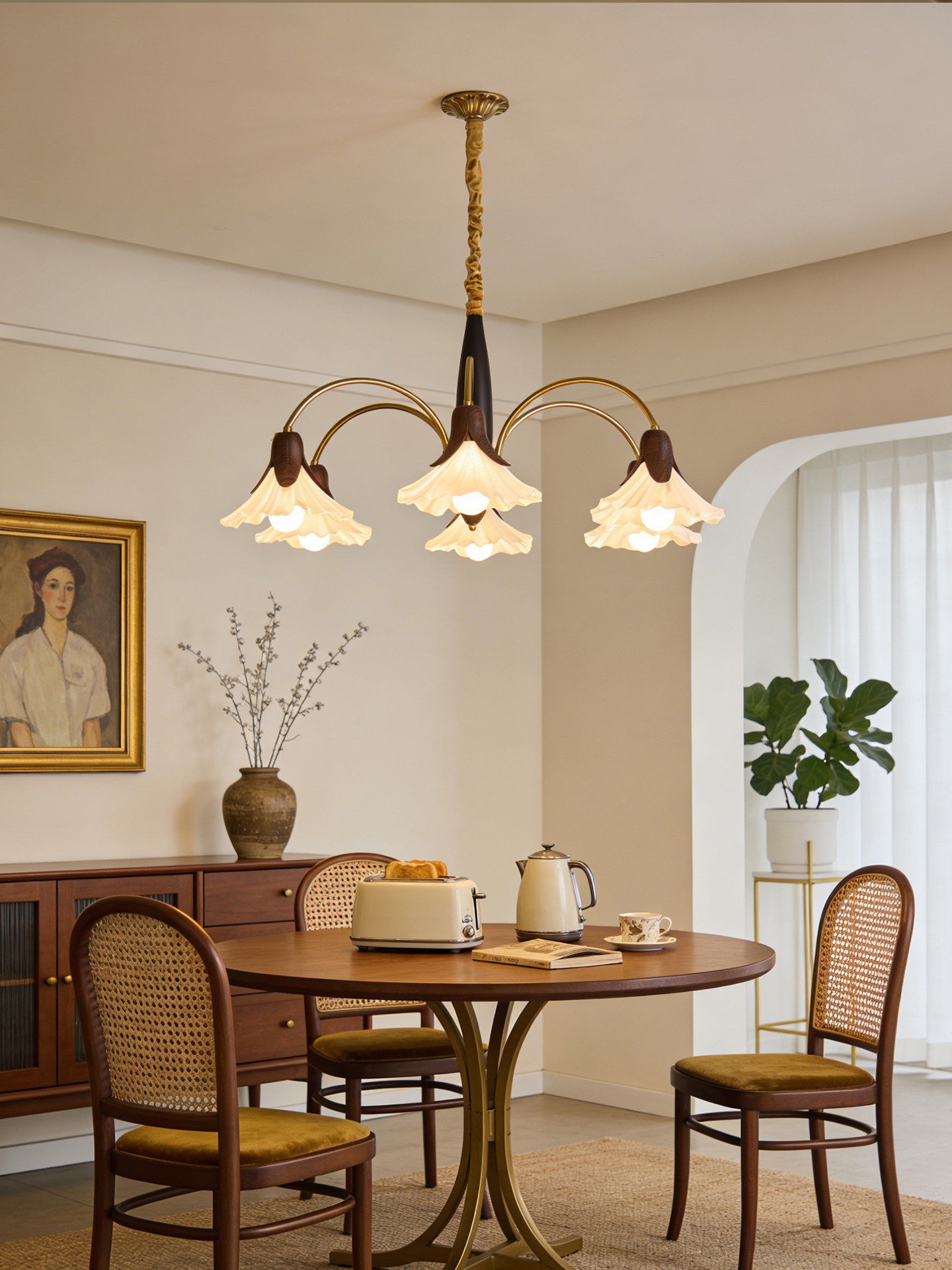 3D Printed Retro Flower Pendant Light Multi-Arm Chandelier
