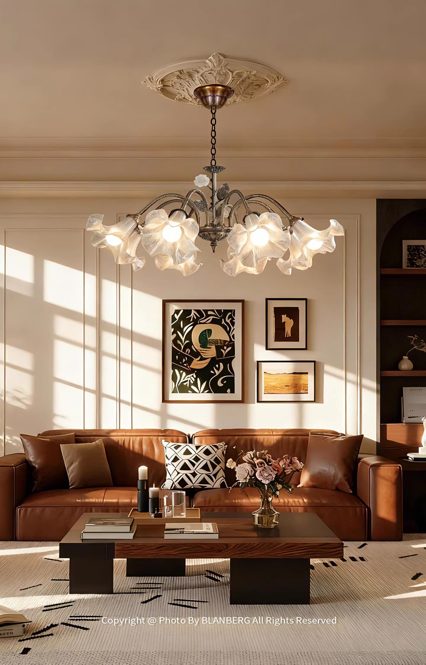 3D Printed Artistic Glass Petal Chandelier Modern Ceiling Light