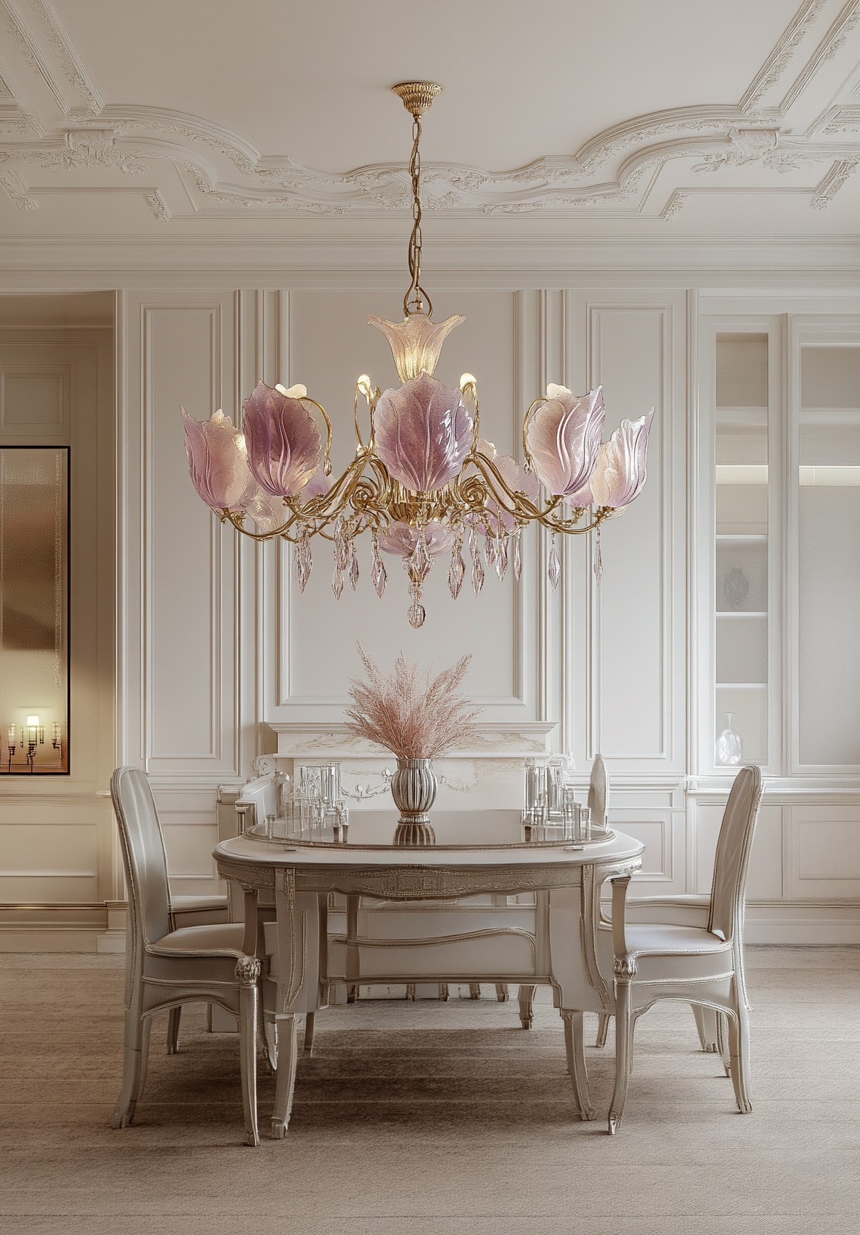 3D Printed Luxury Pink Floral Chandelier Decorative Pendant Light