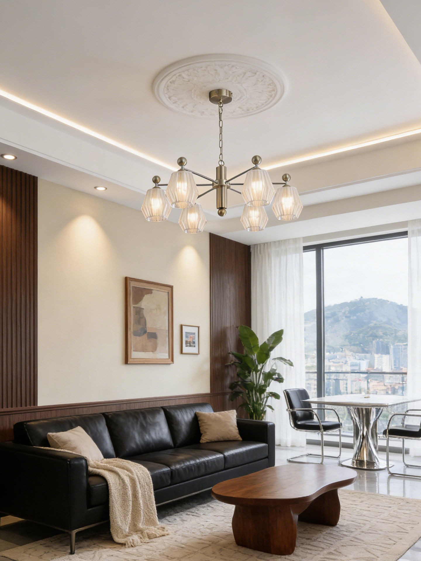 3D Printed Modern Multi-Light Glass Shade Chandelier Ceiling Lamp