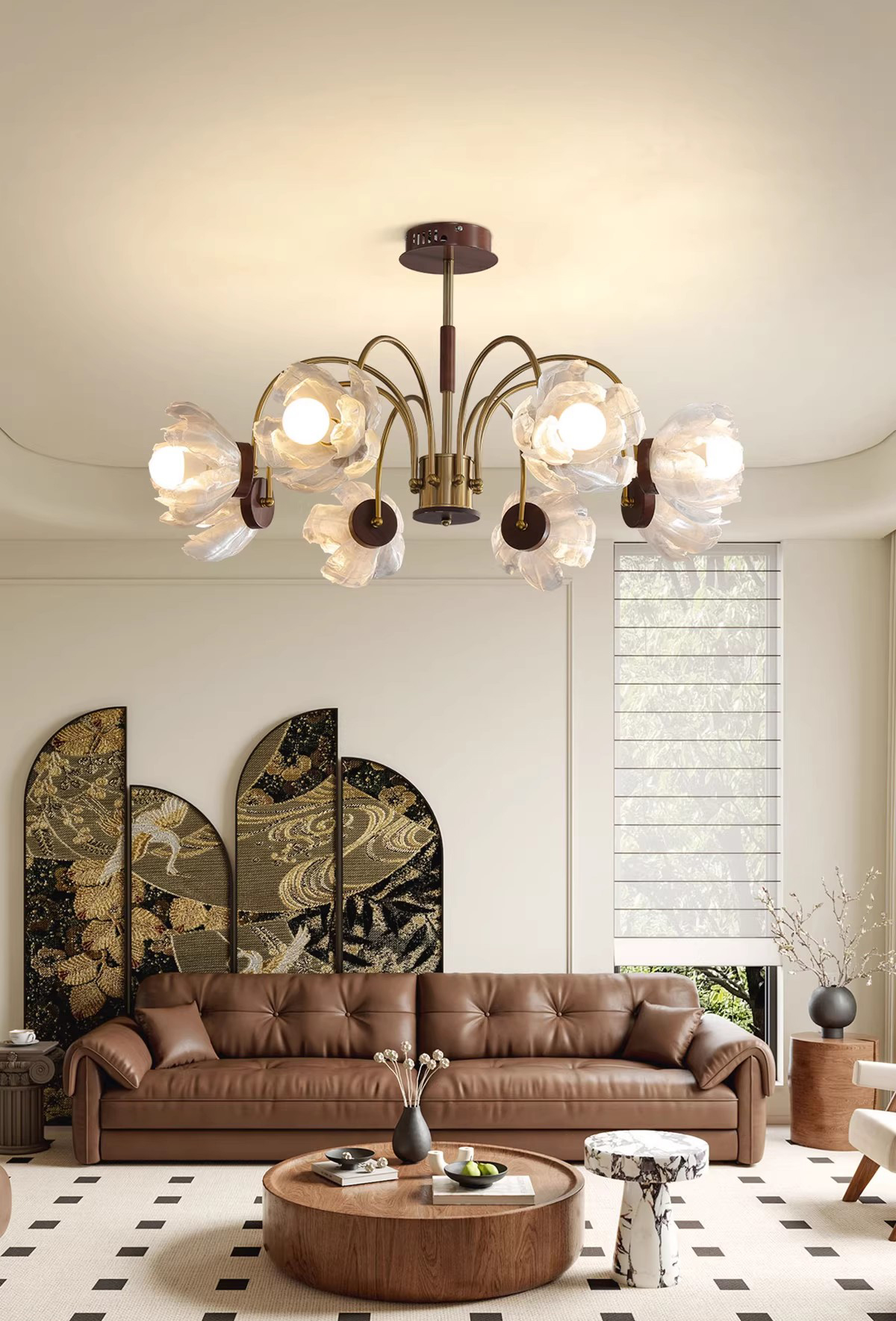 3D Printed Artistic Glass Flower Chandelier Modern Decorative Ceiling Light
