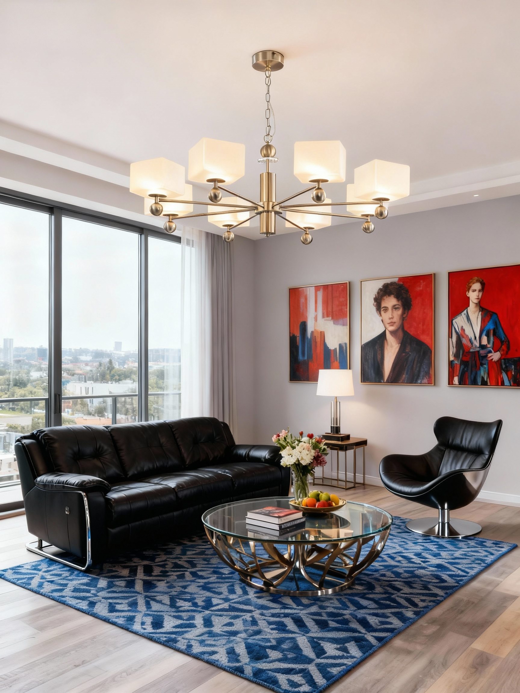 Modern 3D Printed Multi-Arm Living Room Chandelier LED Pendant Light