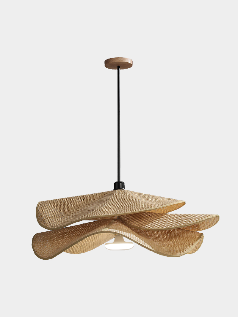 Handwoven double layer Rattan Pendant Light Fixture