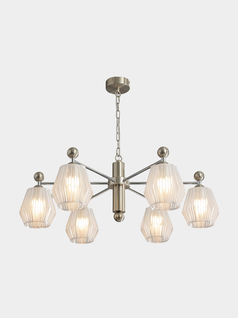 Vintage 3D Printed Pendant Light Fixture 6 Bulb Ceiling Chandelier
