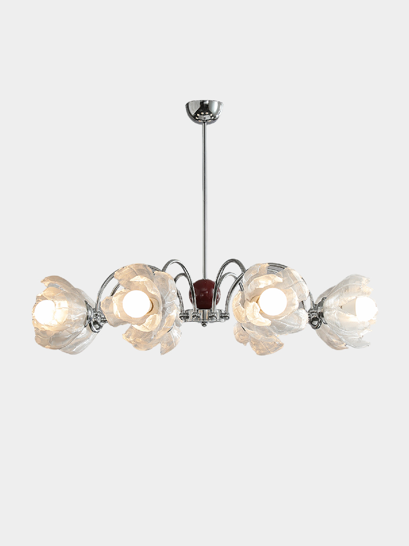 3D Printed 8 heads Chrome Floral Chandelier Light
