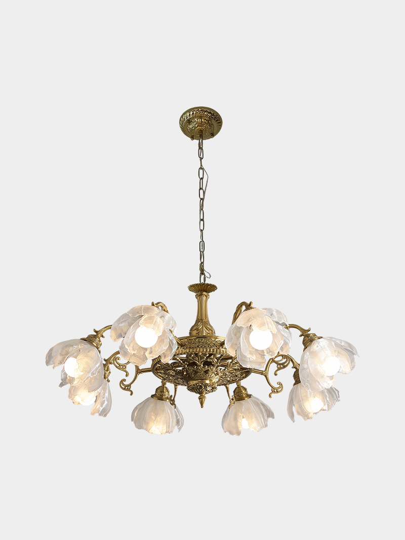 Luxury Vintage 3D Printed Floral Chandelier Multi Head Pendant Light