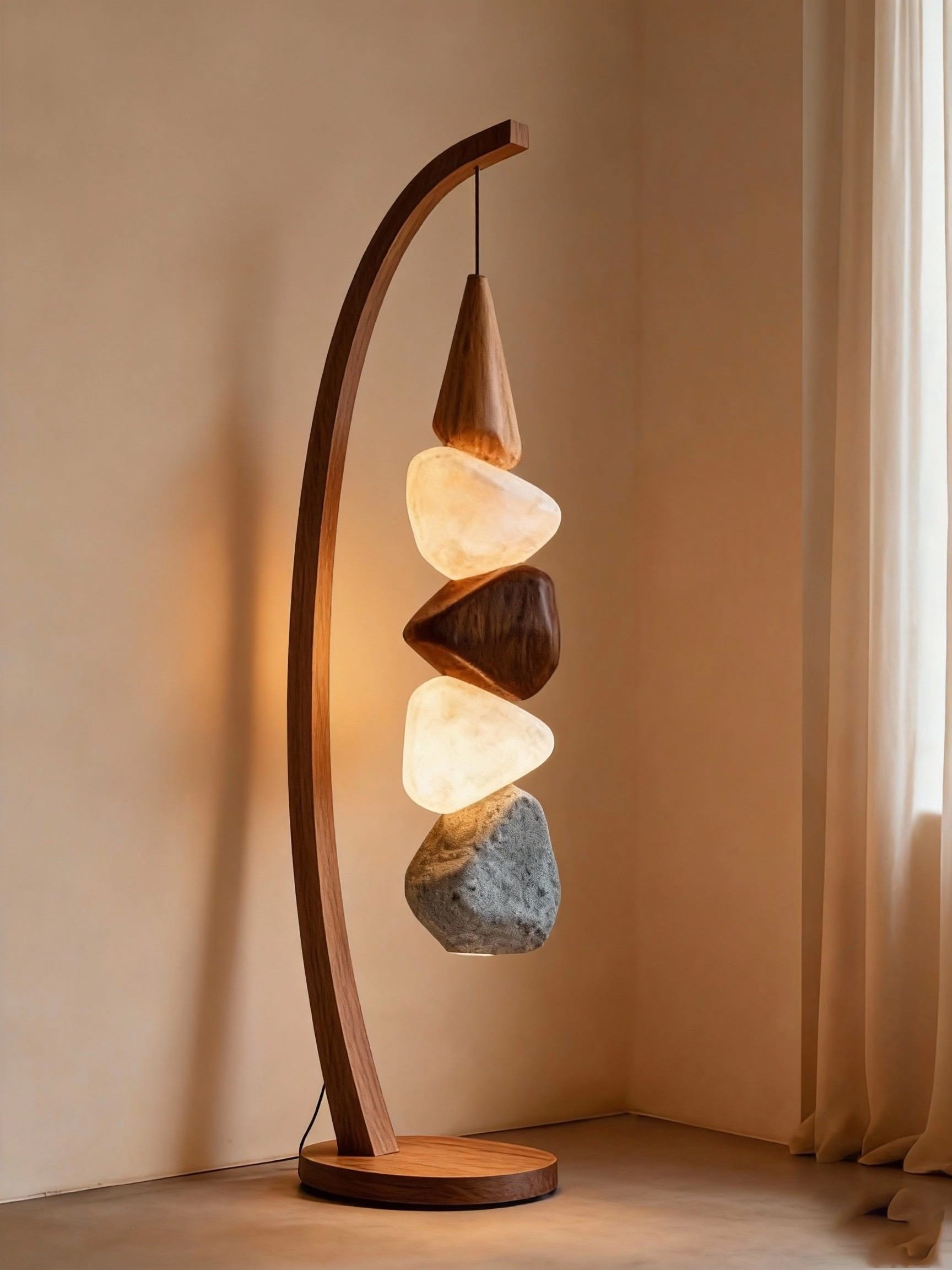 Zen Balance 3D Printed Floor Lamp – Sculptural Rock-Inspired Light