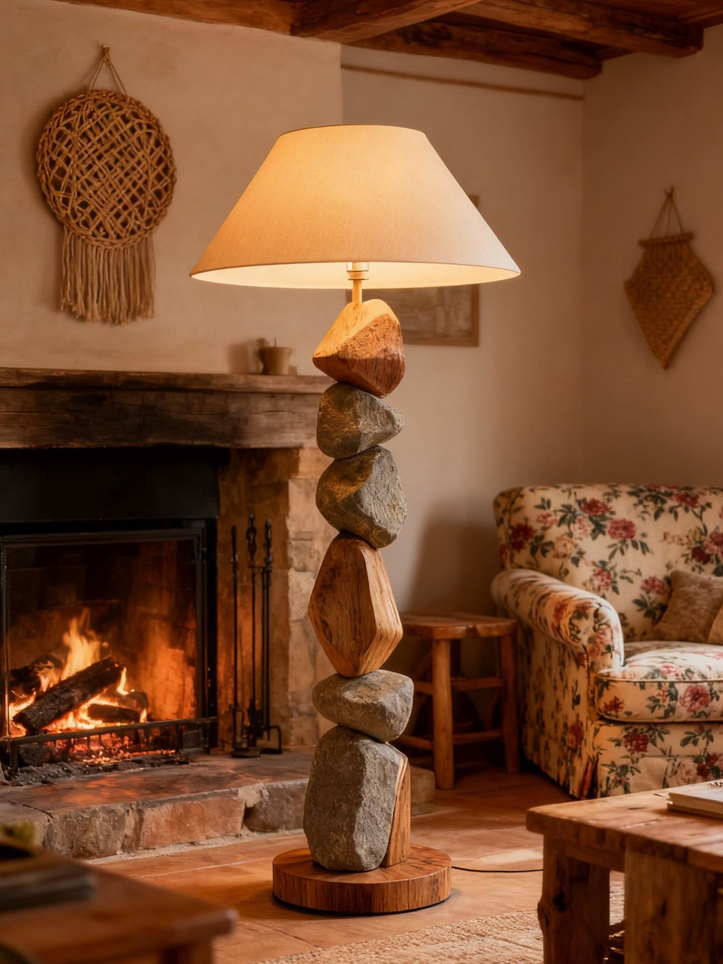 Nature Stone Balance 3D Printed Floor Lamp