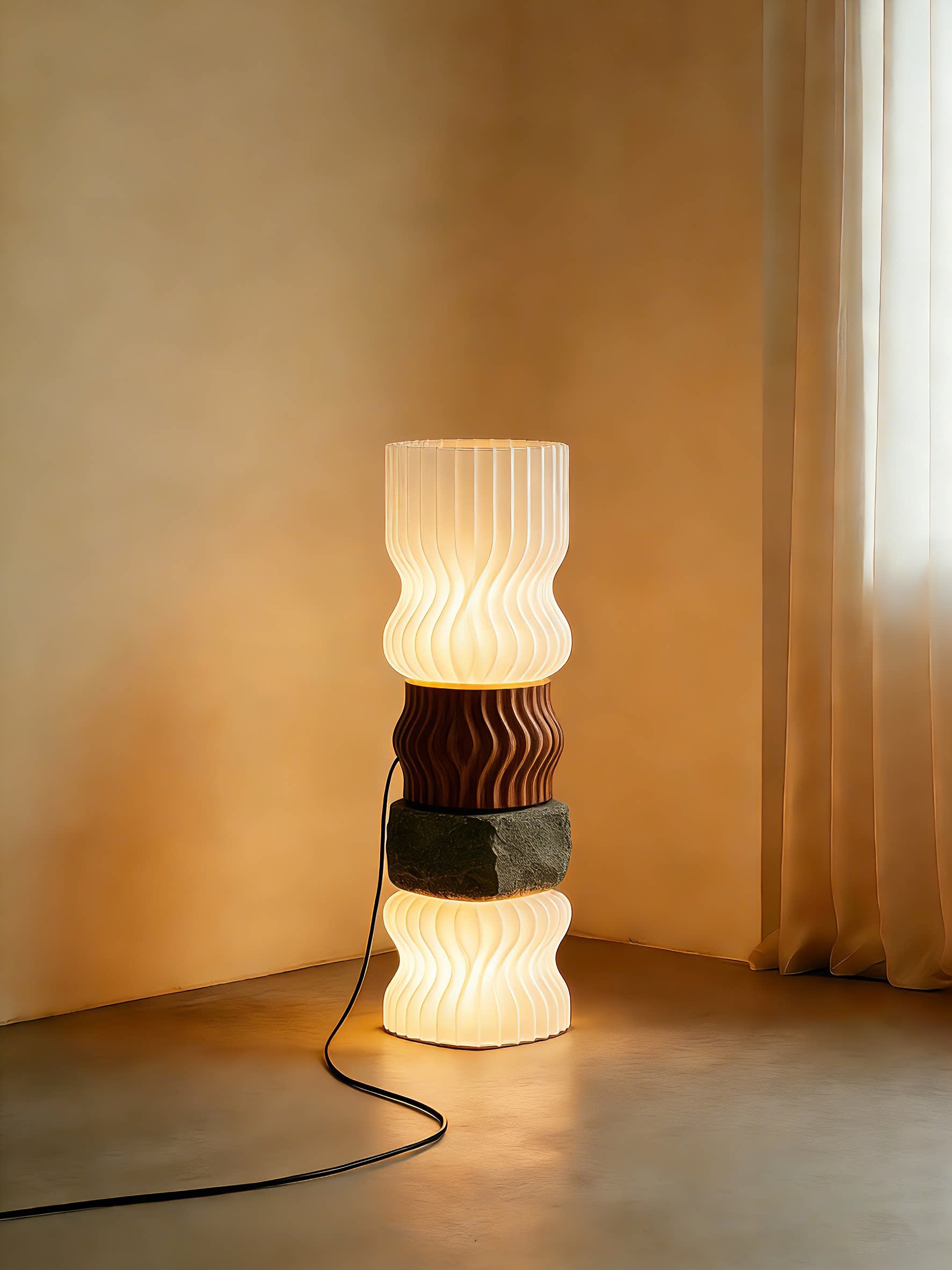 3D Printed Wave Column Floor Lamp