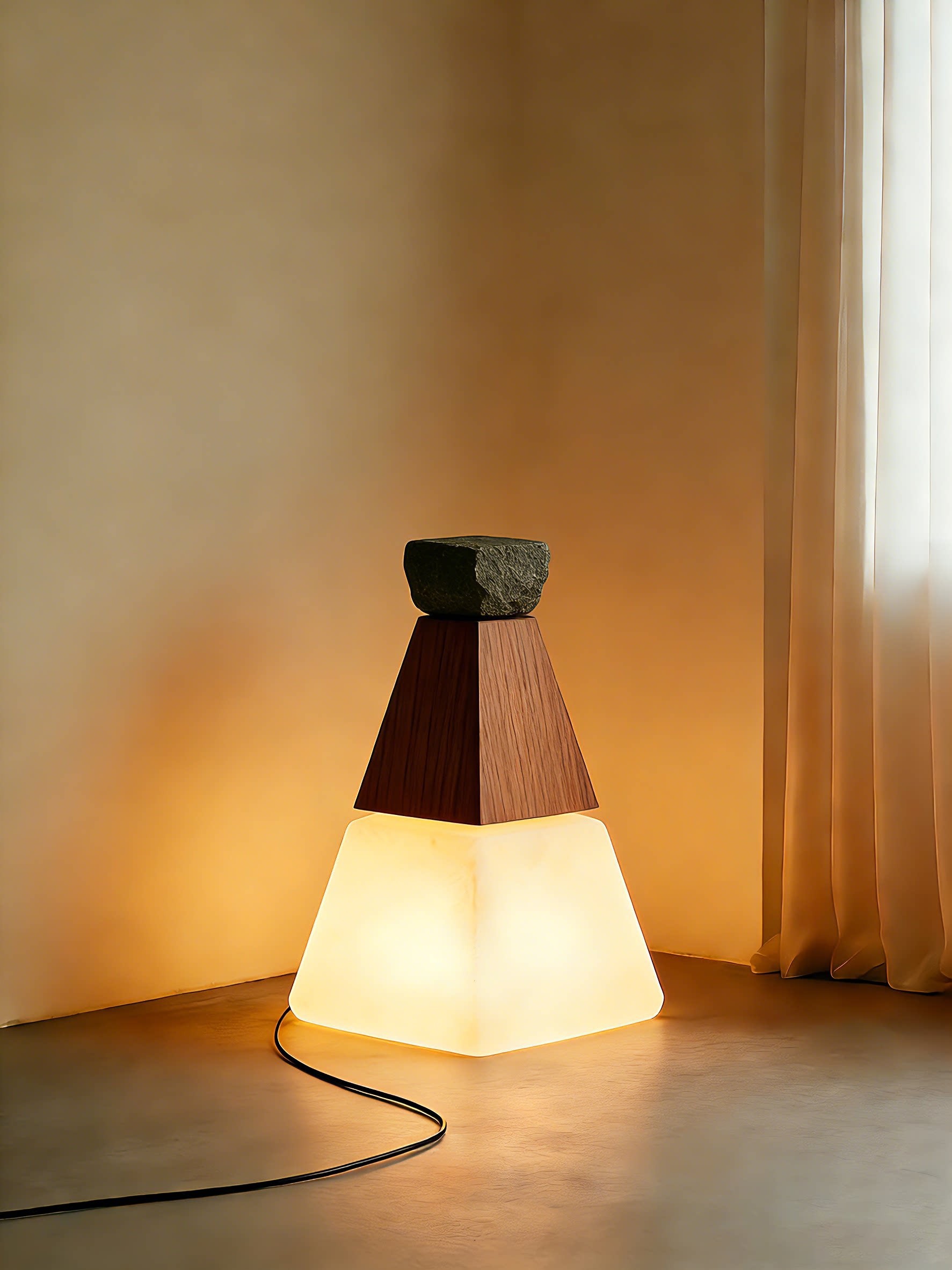 3D Printed Modern Pyramid Glow Floor Lamp
