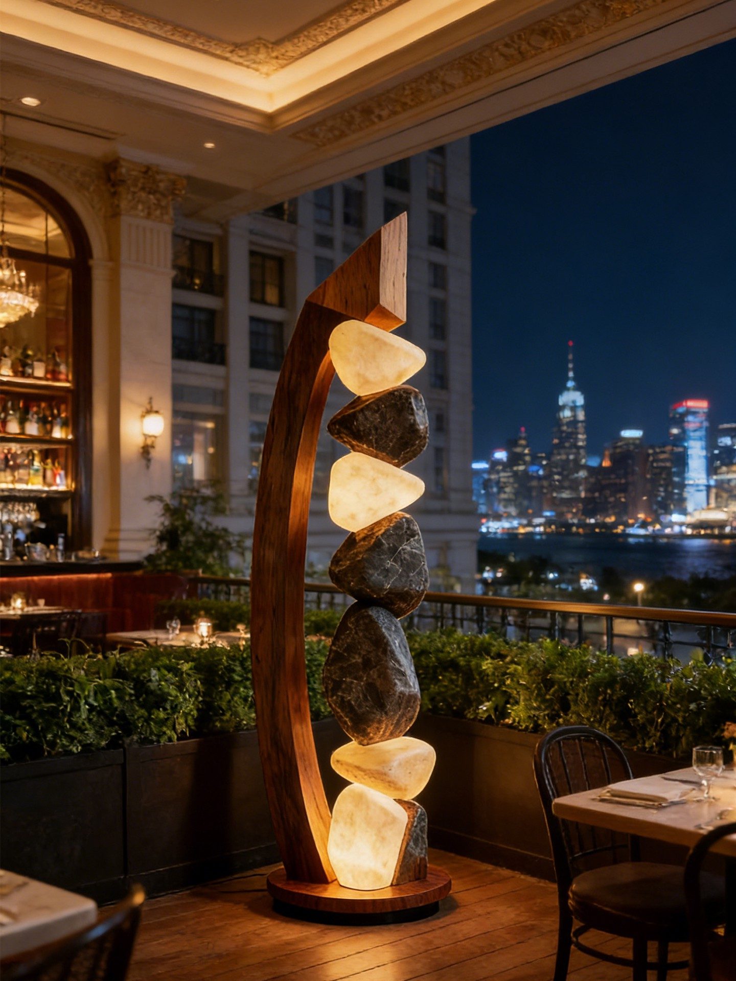 3D Printed Curved Stone Floor Lamp Modern Artistic Standing Light