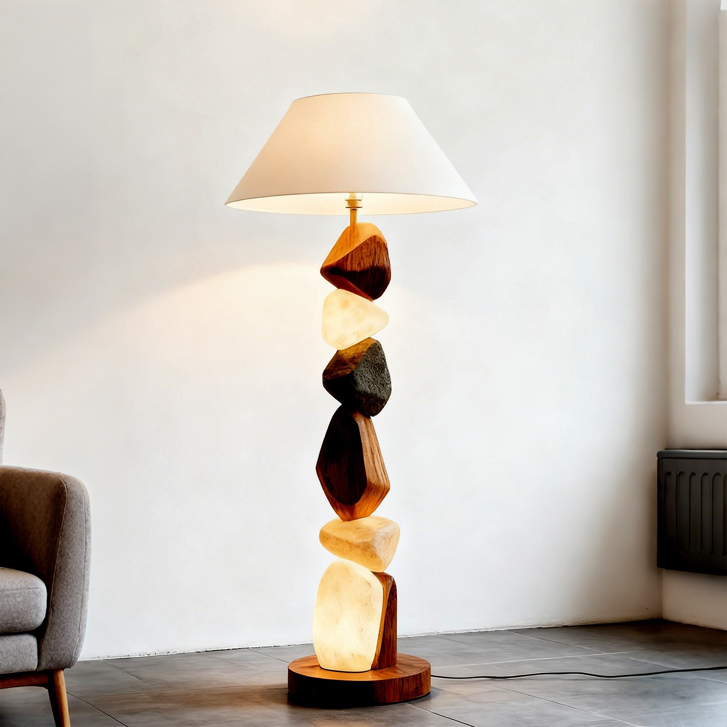 Illuminated Stone Totem 3D Printed Floor Lamp