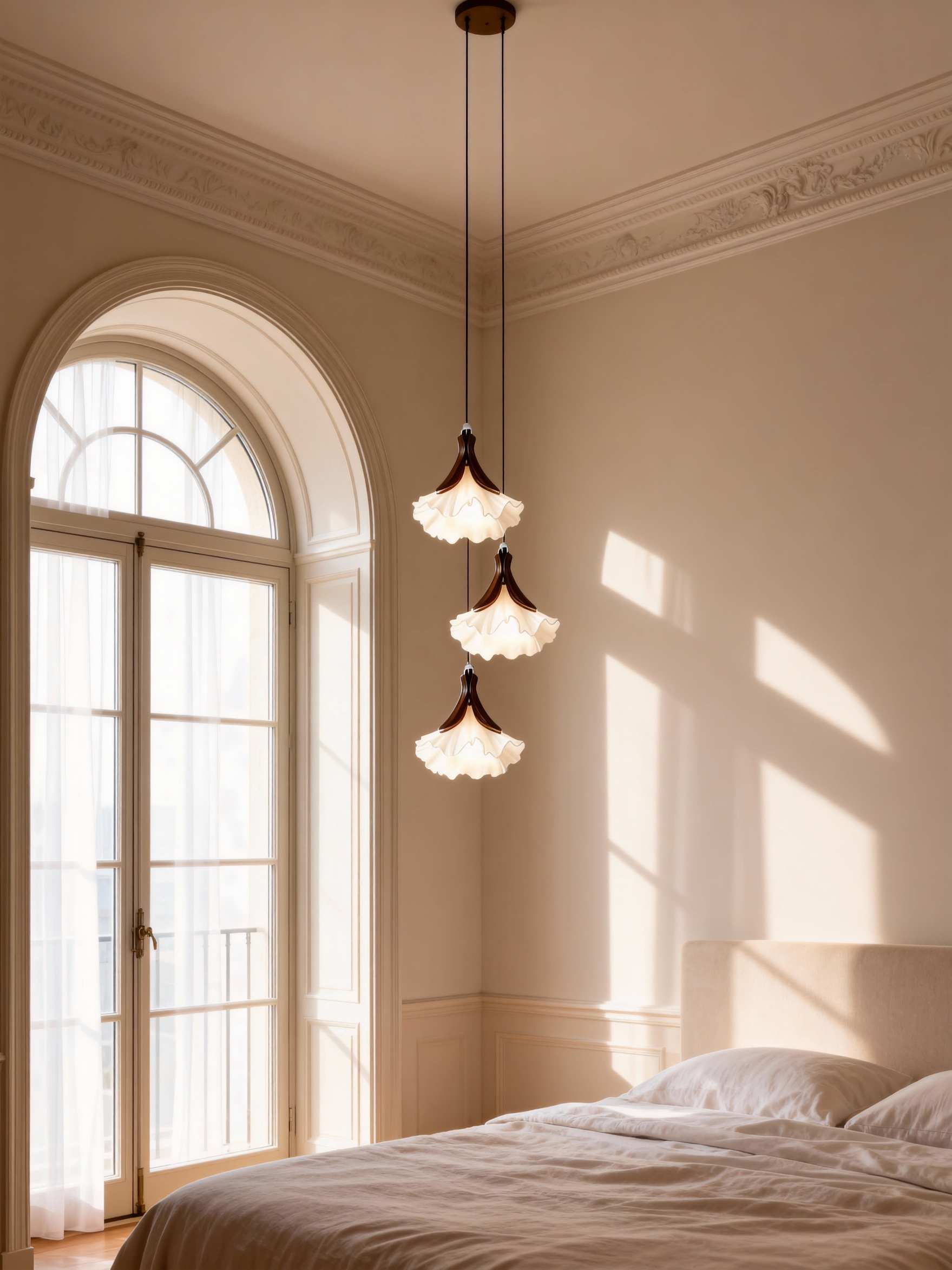 3-Head Hanging Petal Pendant Light - 3D Printed