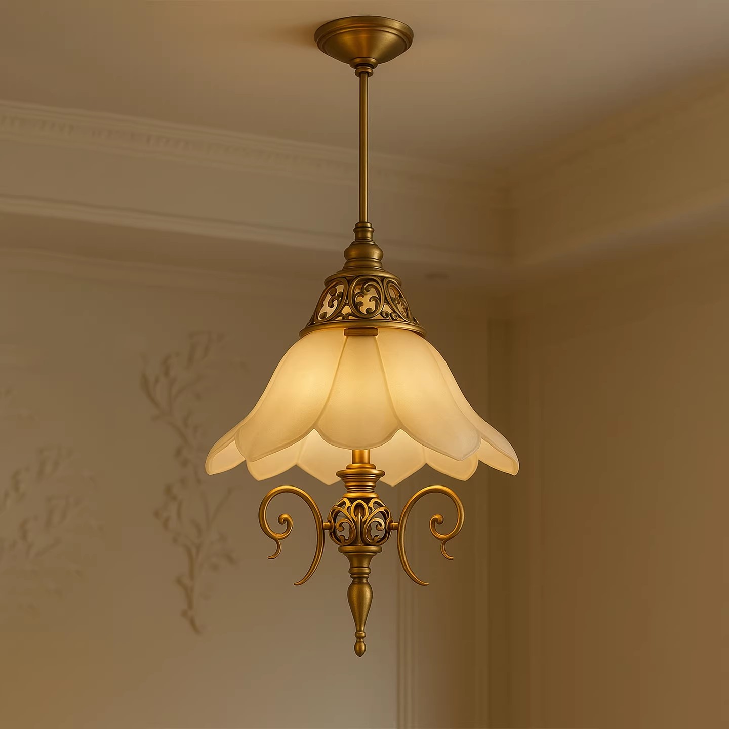 Golden Tulip Pendant Light - 3D Printed Shade