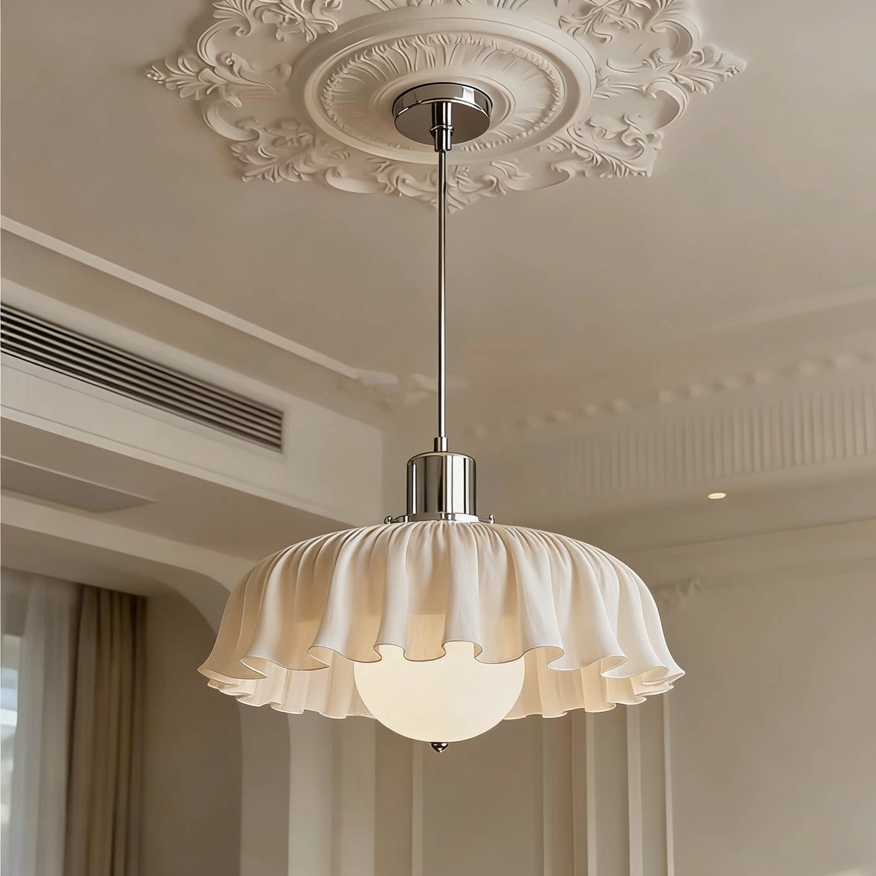 Romantic Ruffle Pendant Light - 3D Printed Shade