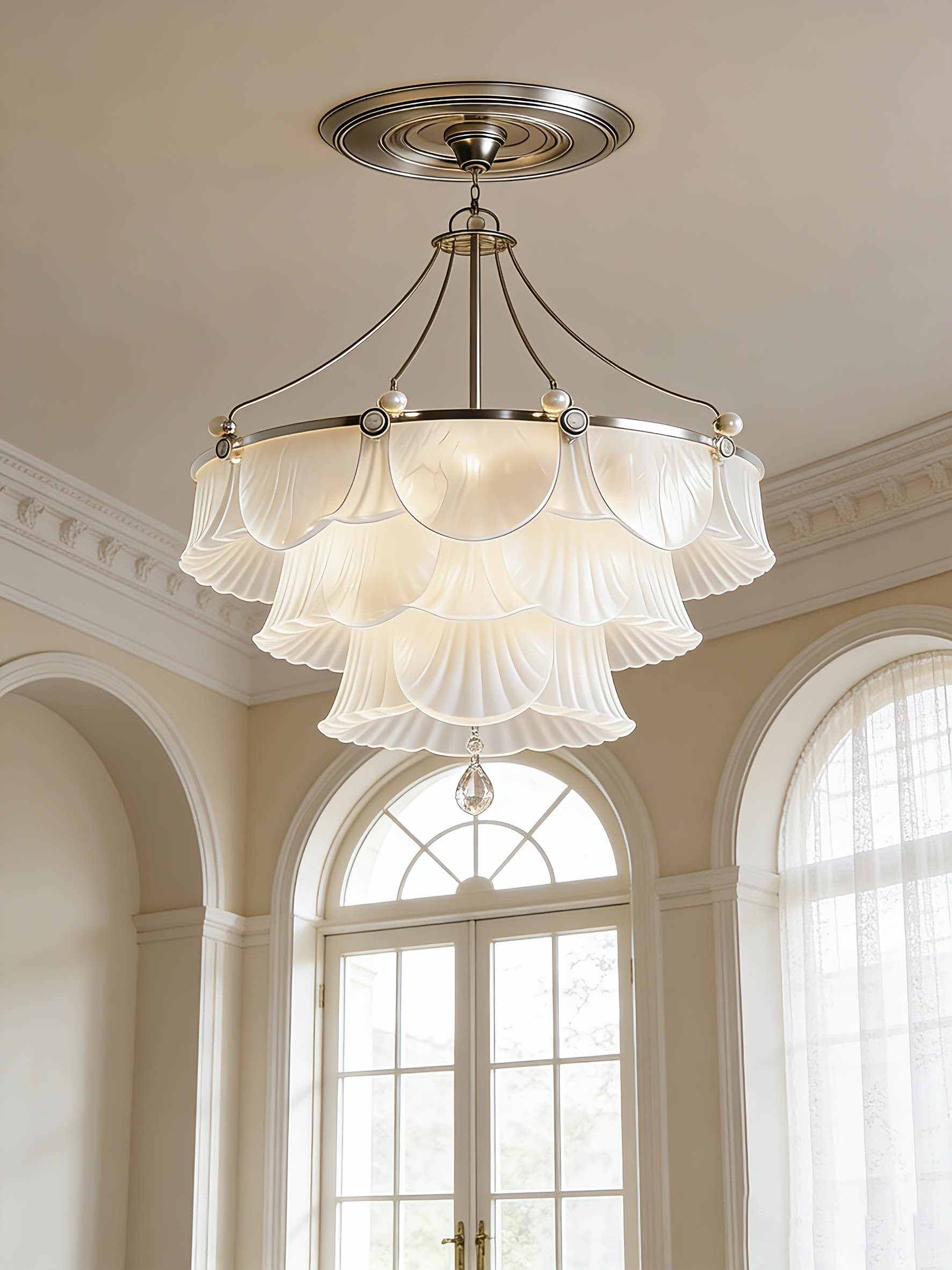 Layered Petal Ceiling Light - 3D Printed Scallop Design