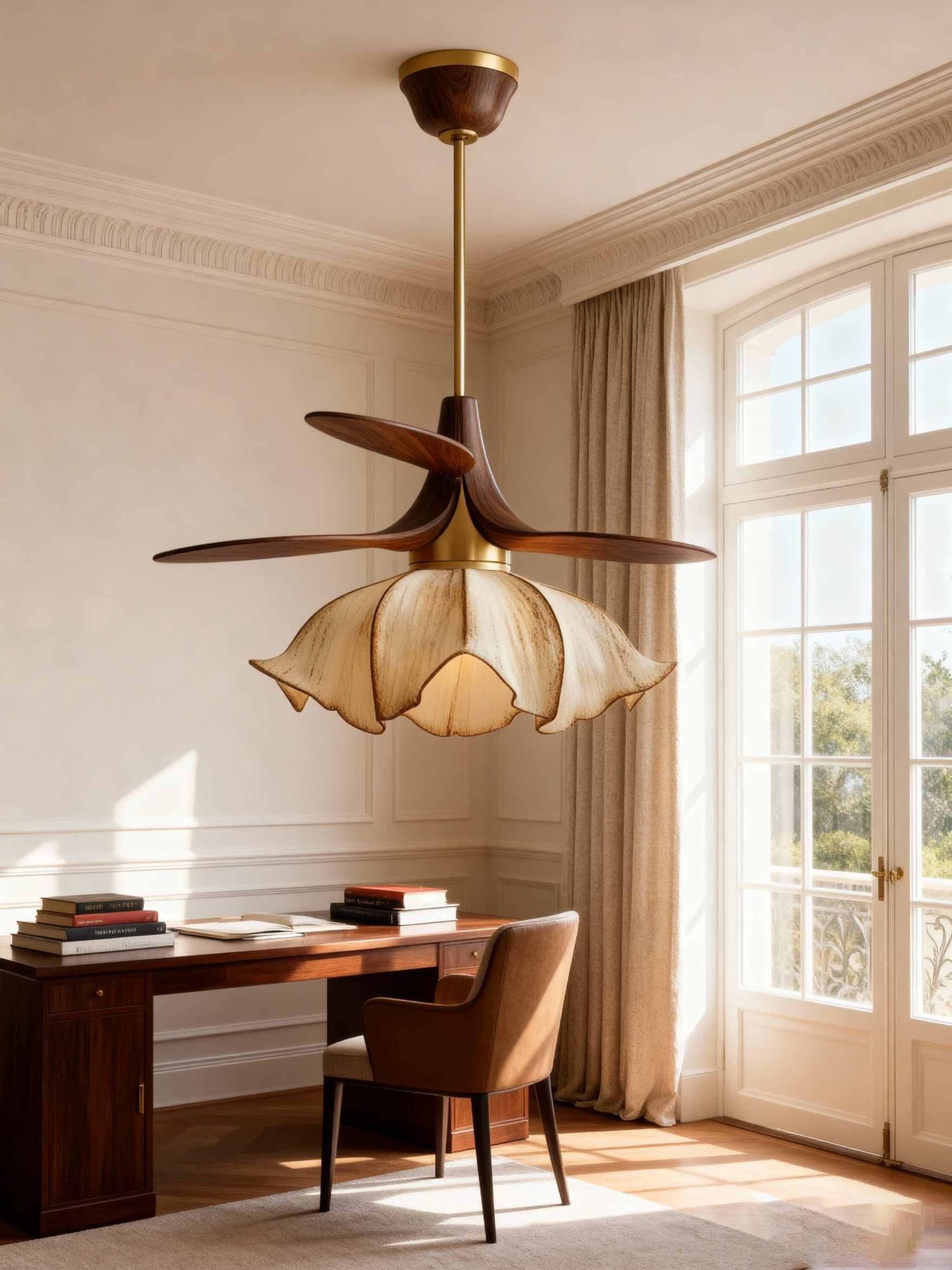 Organic Wooden Petal Pendant Light - Artistic Floral Design