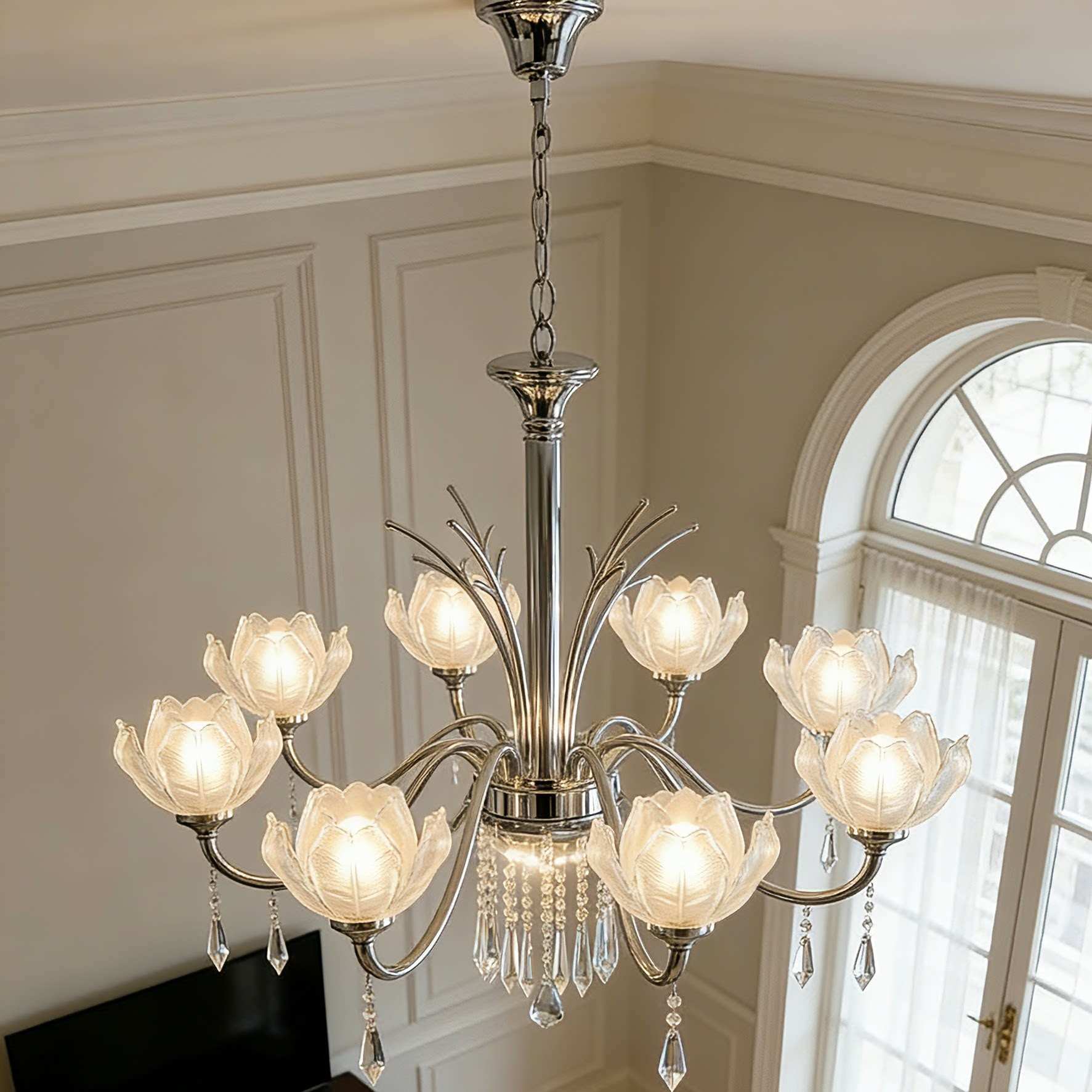 Luxury Chrome Tulip 3D Printed Chandelier