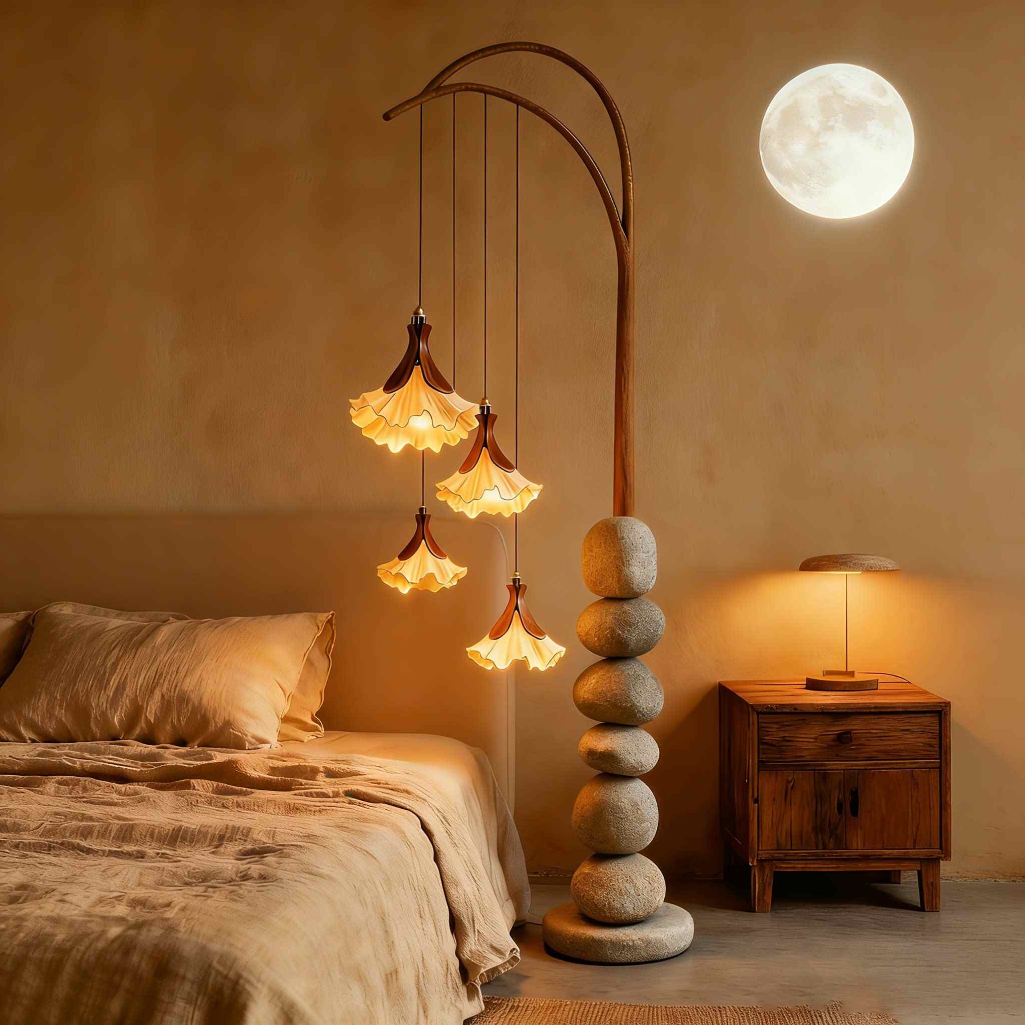 Bohemian 3D Printed Floor Chandelier with Hanging Lights
