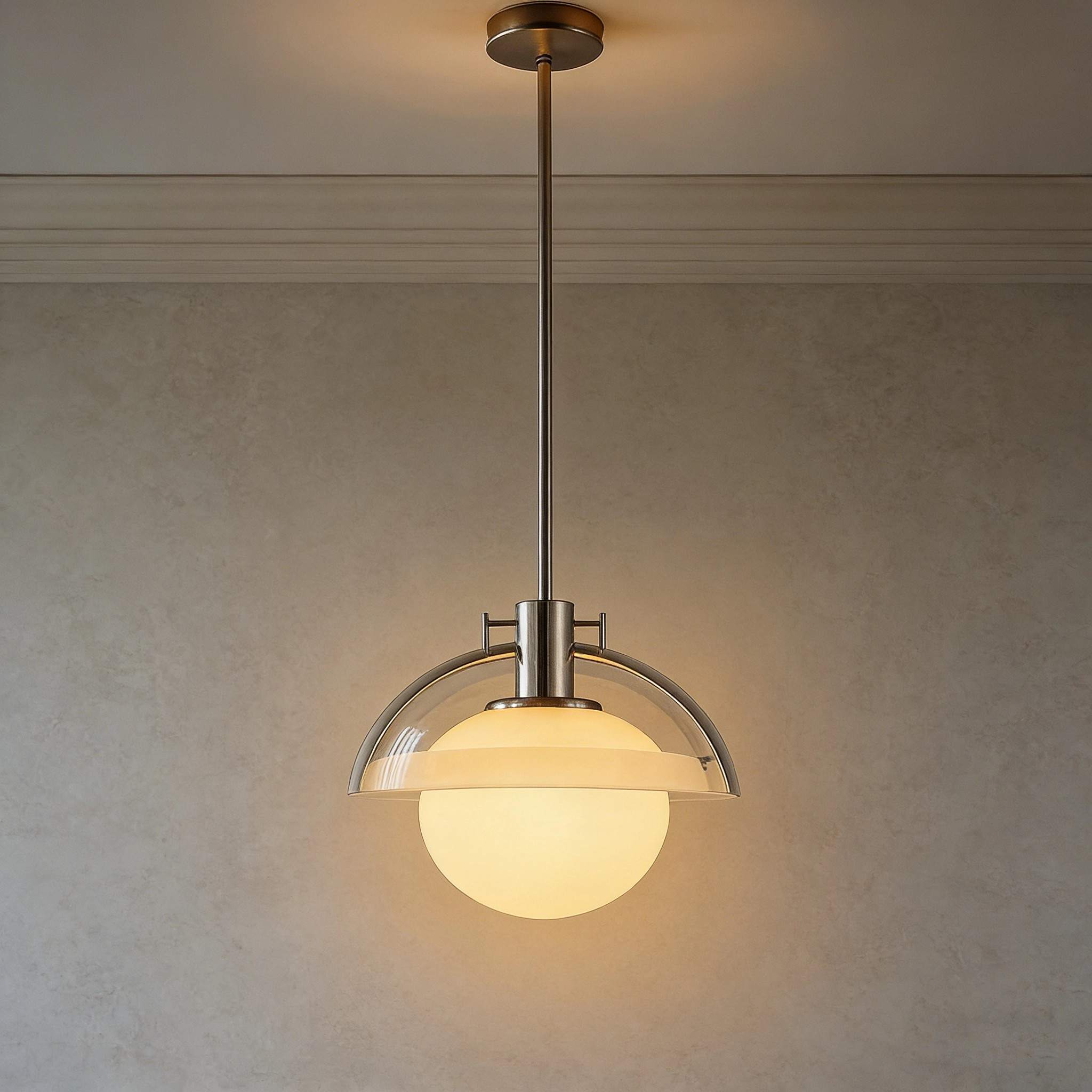 Modern Orb 3D Printed Pendant - Steel & Globe Design
