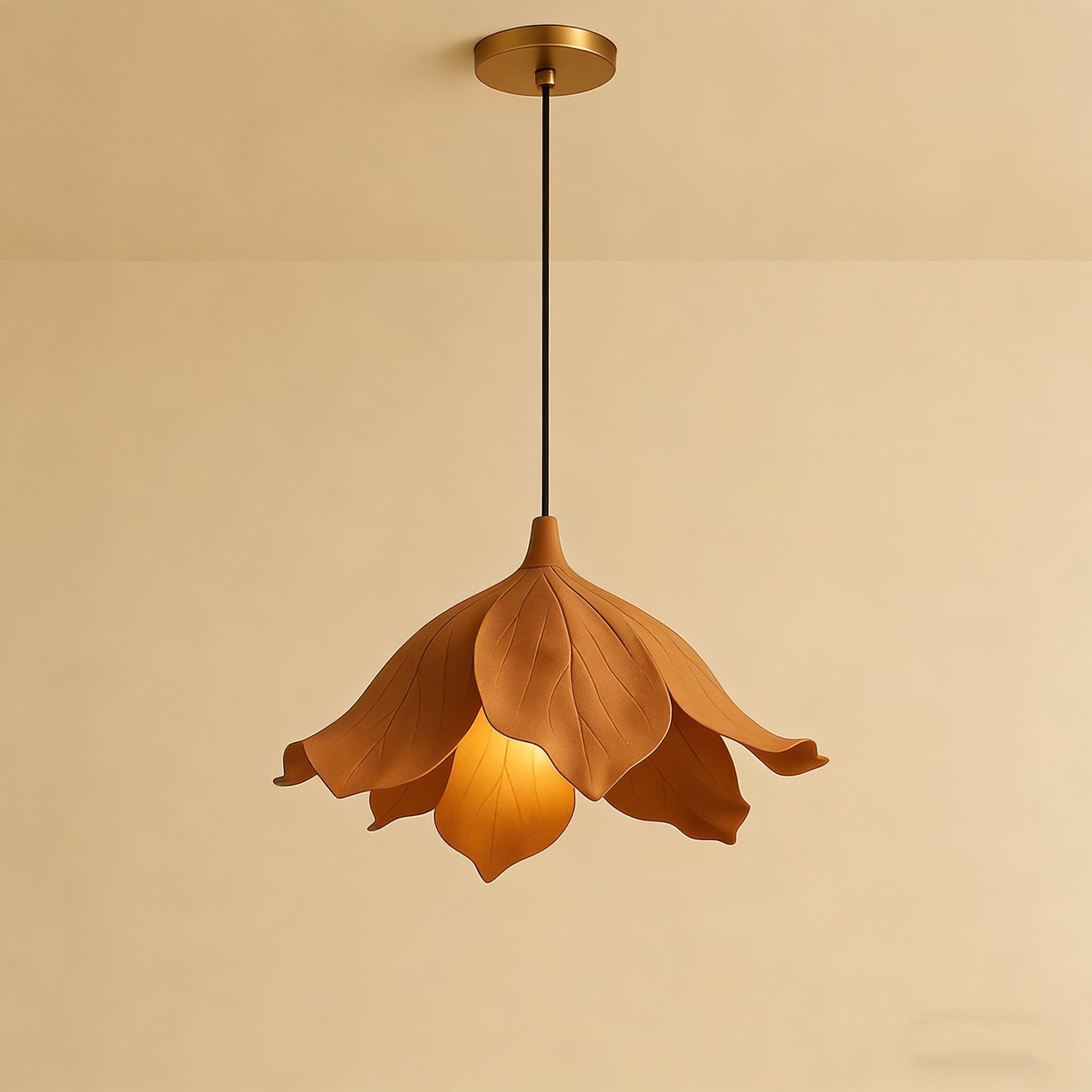 Rustic Blossom Pendant Light - 3D Printed Leaf Petals