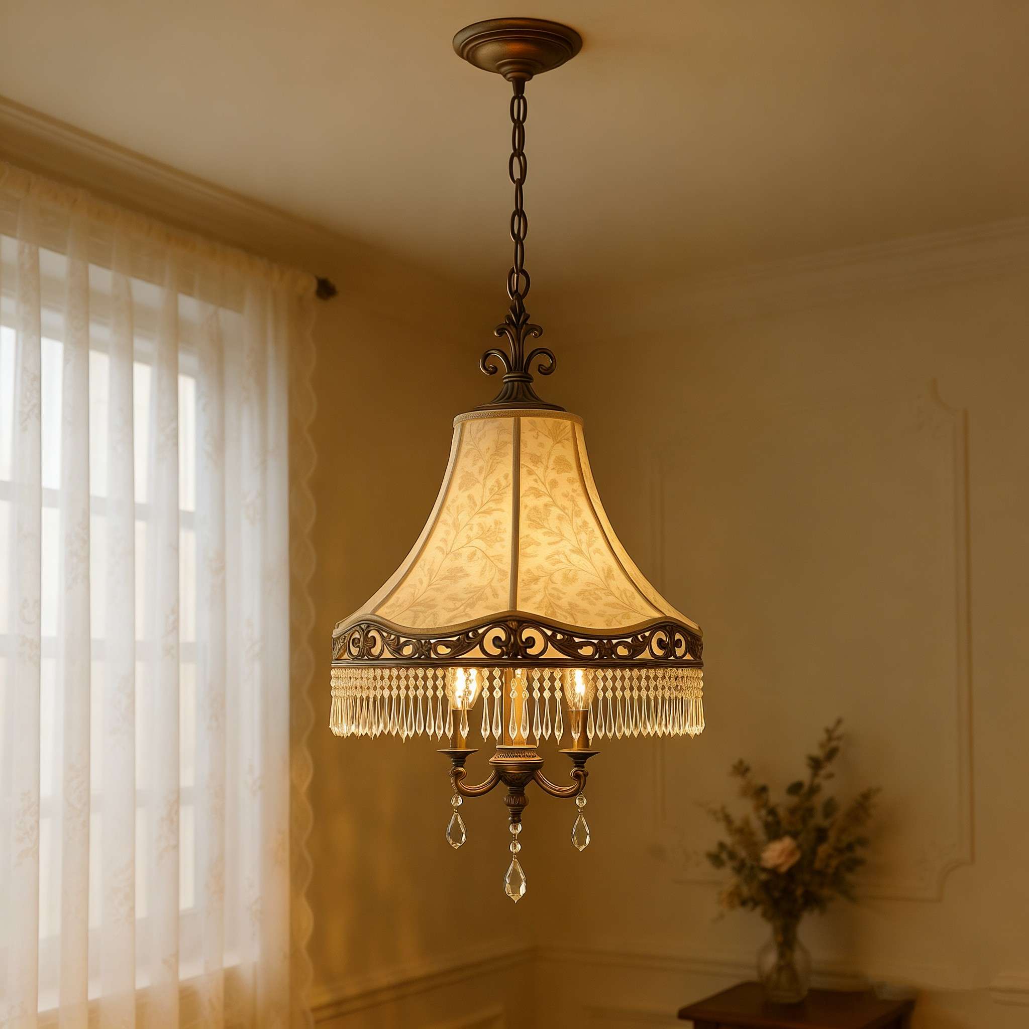 Vintage Fringe Pendant Light - 3D Printed Soft Glow Shade