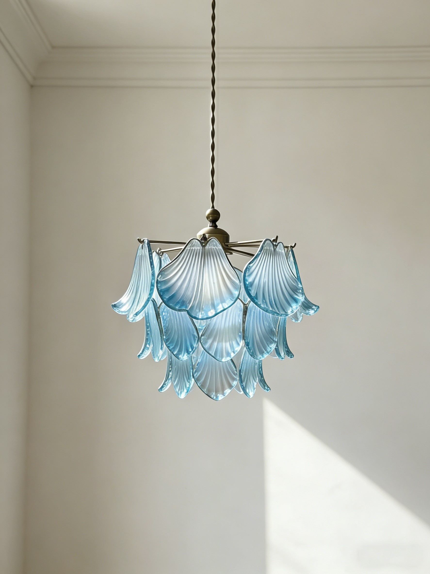 Glass Bloom Leaf Pendant - 3D Printed Botanical Ceiling Lamp