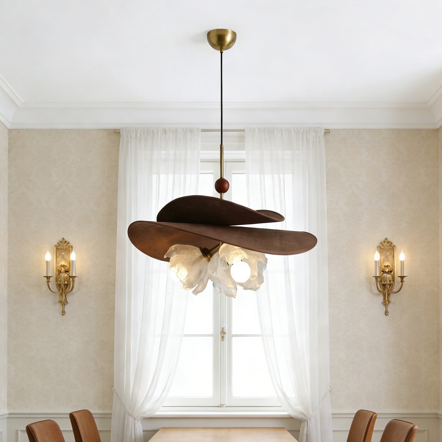 Wood & Petal 3D Printed Pendant Light - Sculptural Fusion