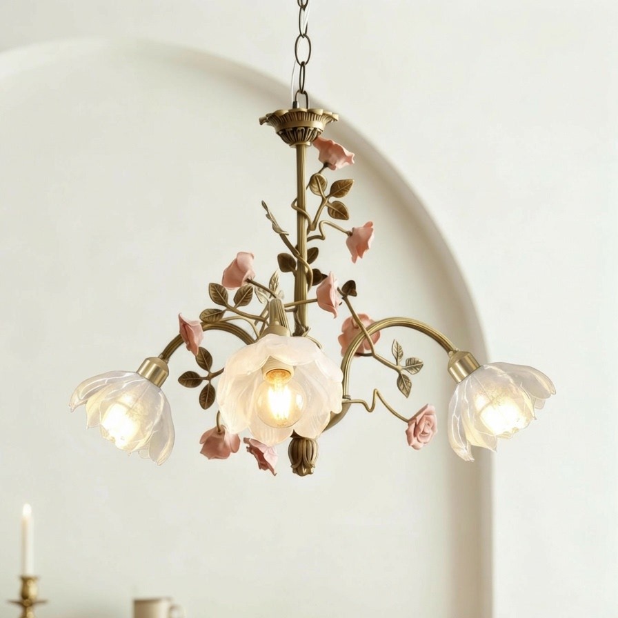 Vintage Rose Blossom 3D Printed Chandelier