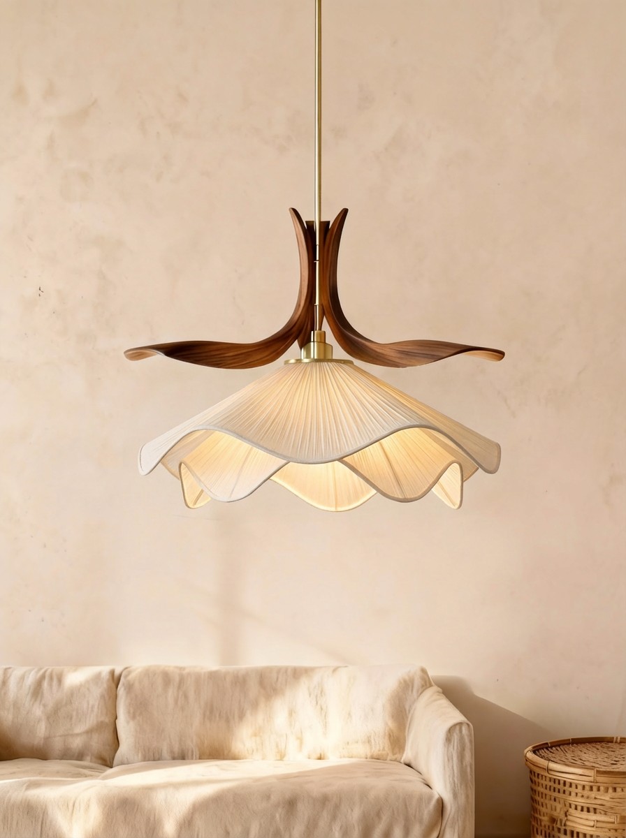 Elegant Lotus-Inspired 3D Printed Pendant Lamp