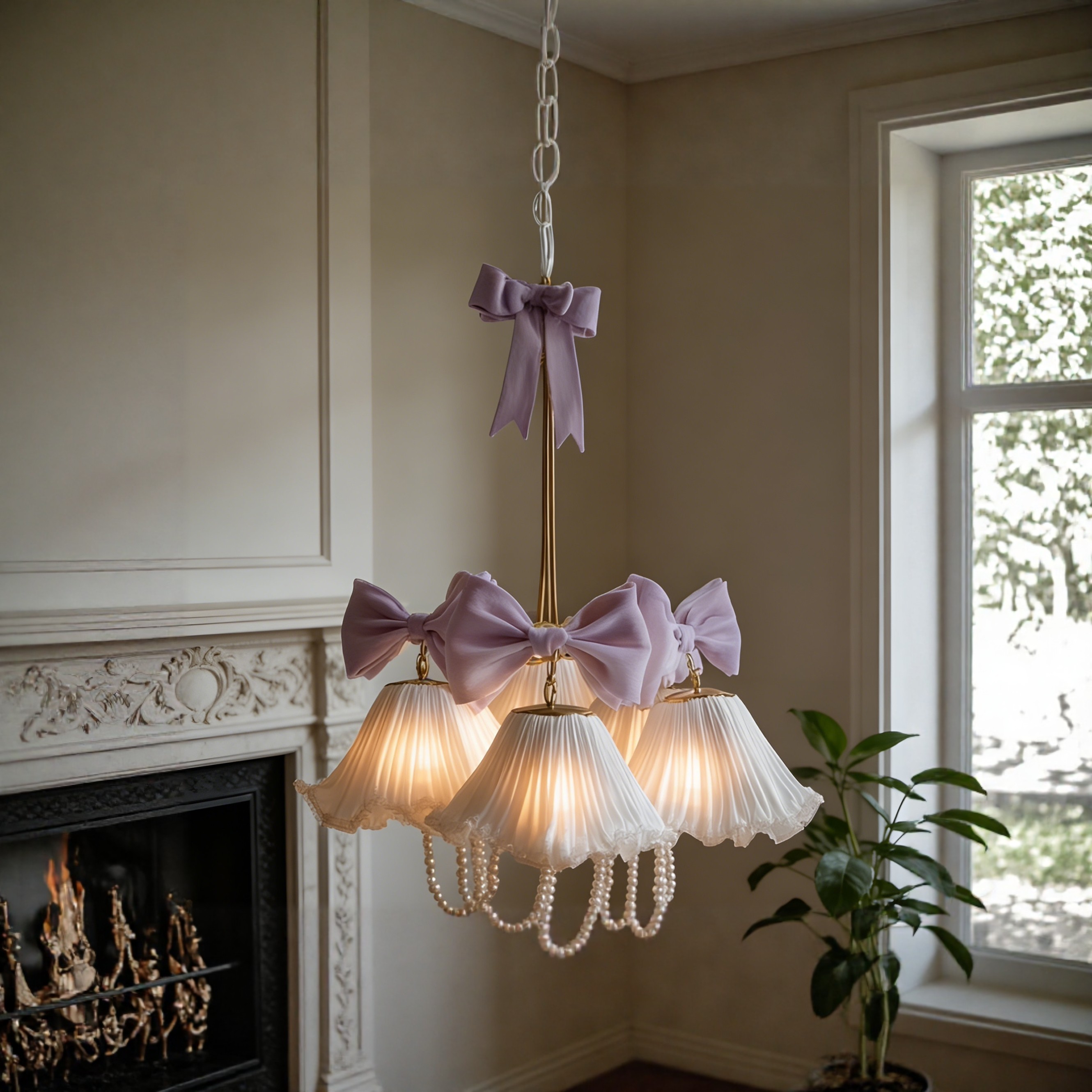 Vintage Pearl Bow Chandelier - 3D Printed Elegance