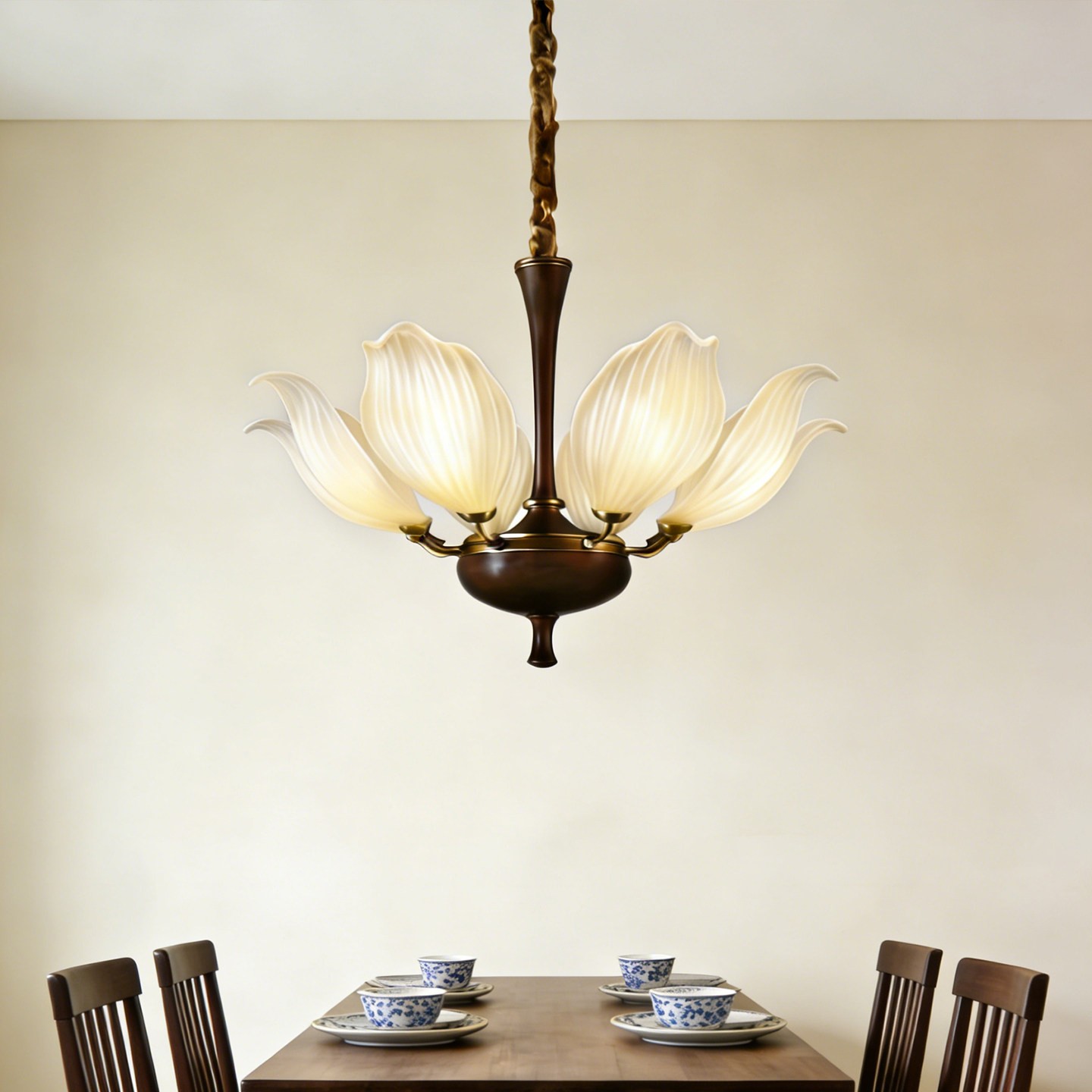 Lotus Petal Chandelier - 3D Printed Floral Elegance