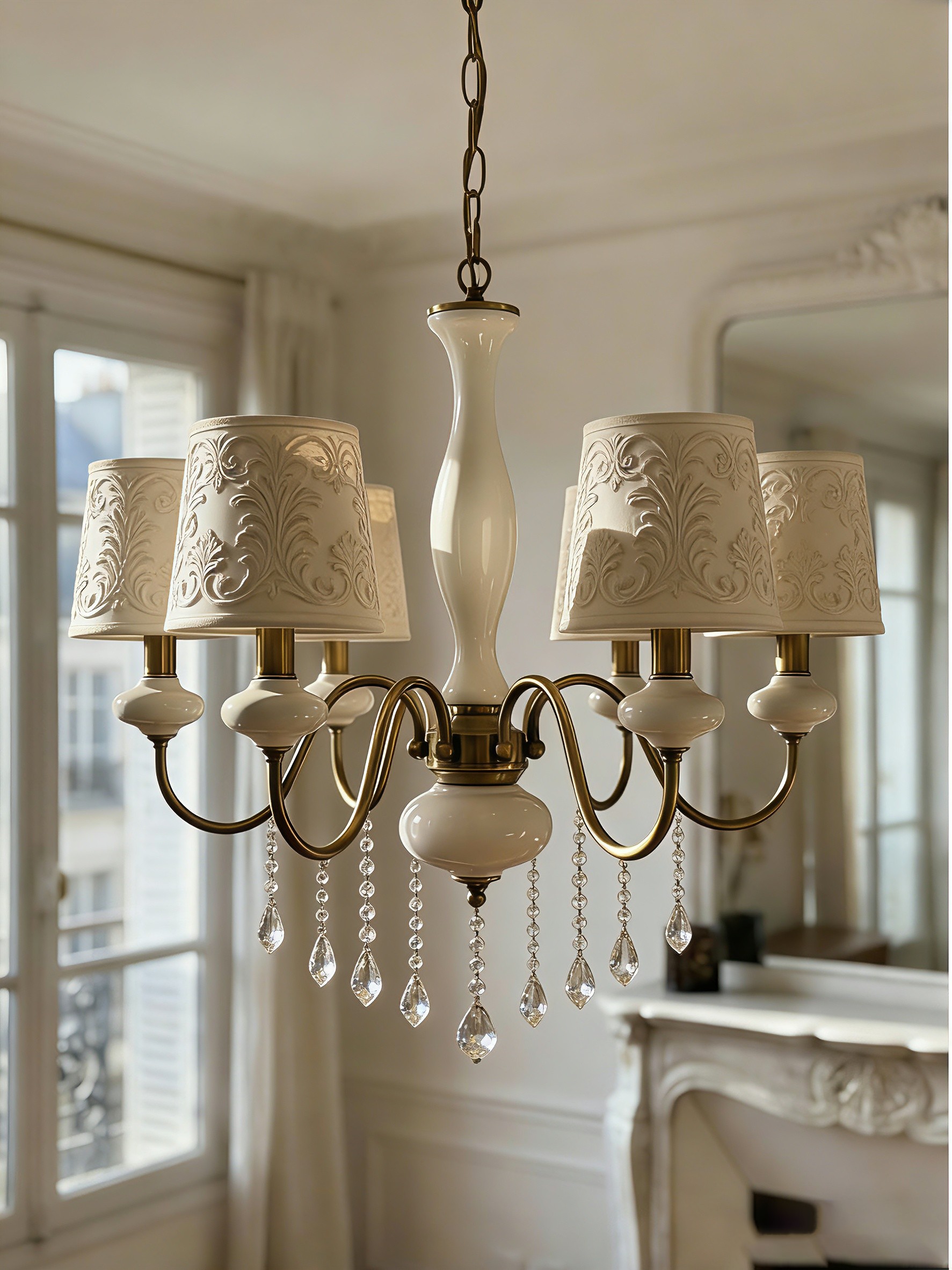 Classic European Chandelier with Carved Shades - 3D Printed