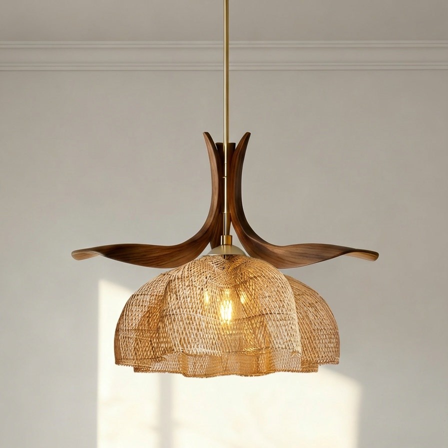 Romantic Bow Chandelier with Pearls - 3D Printed Lampshades