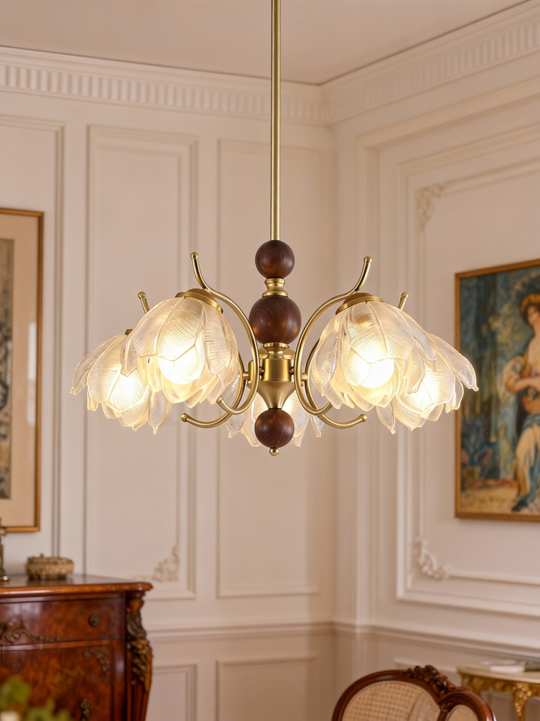 3D Printed Lotus Petal Pendant Light - Artistic Floral Chandelier