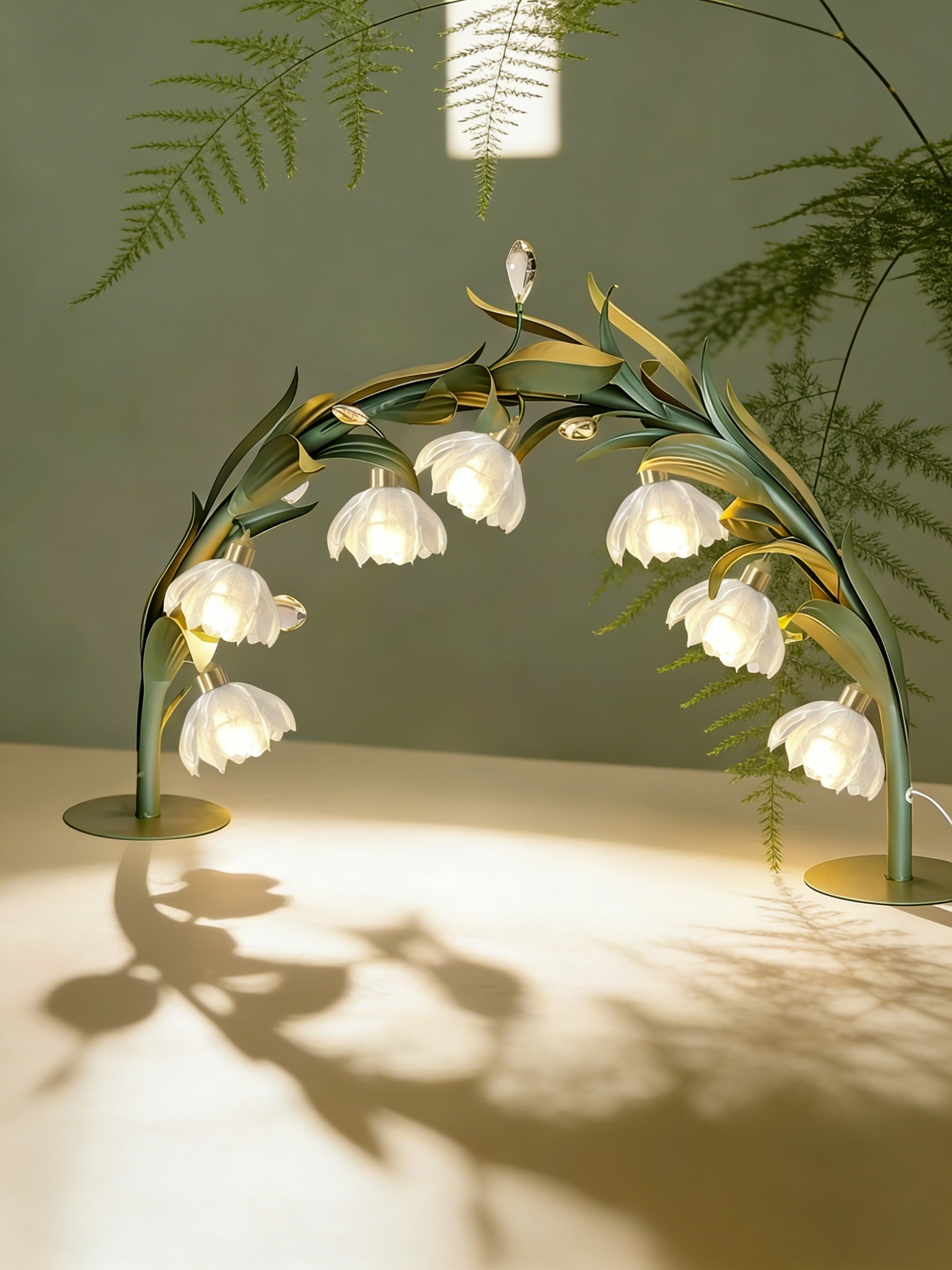 3D Printed Arch Floral Table Lamp - Artistic Botanical Light