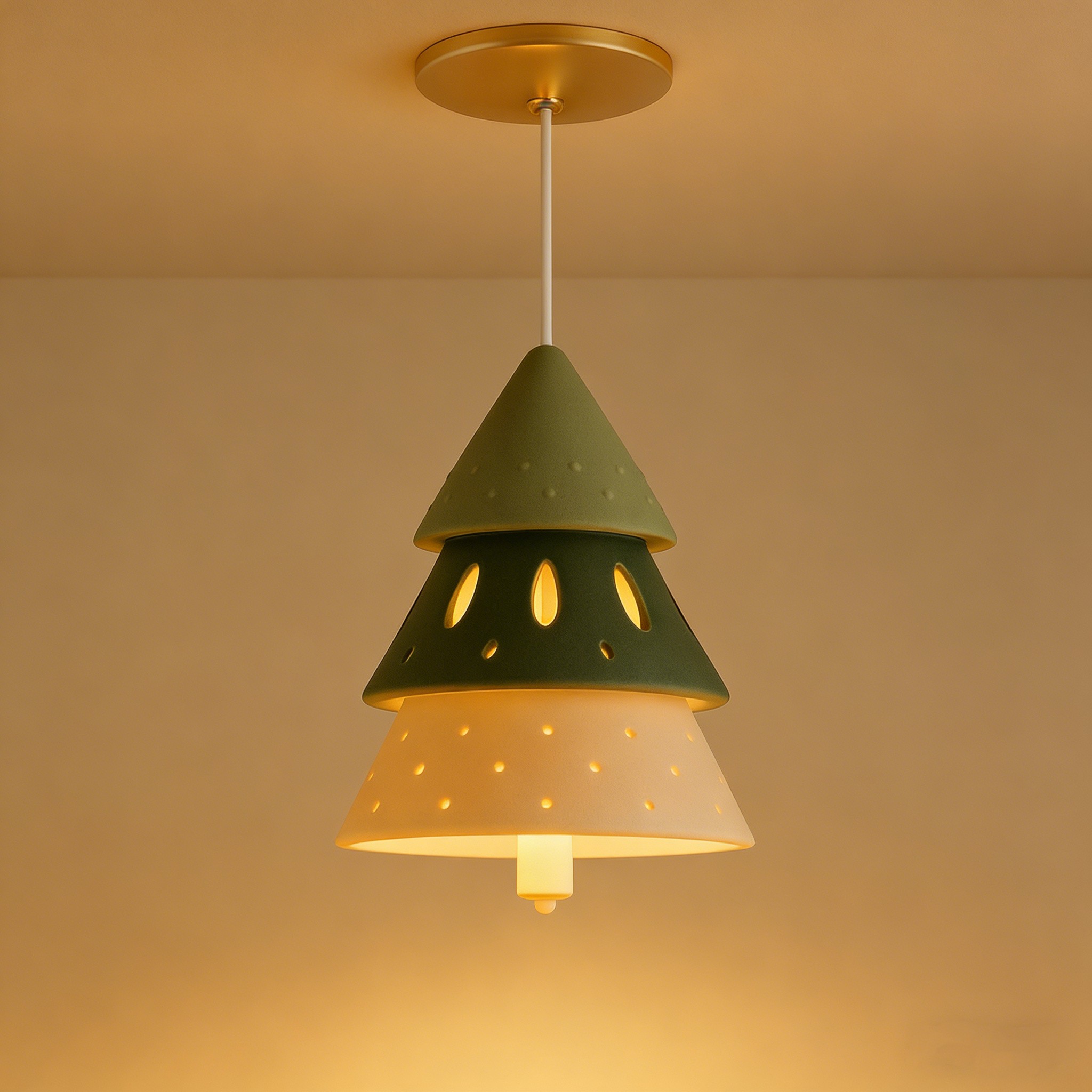 3D Printed Christmas Tree Pendant Lamp - Holiday Lighting Decor