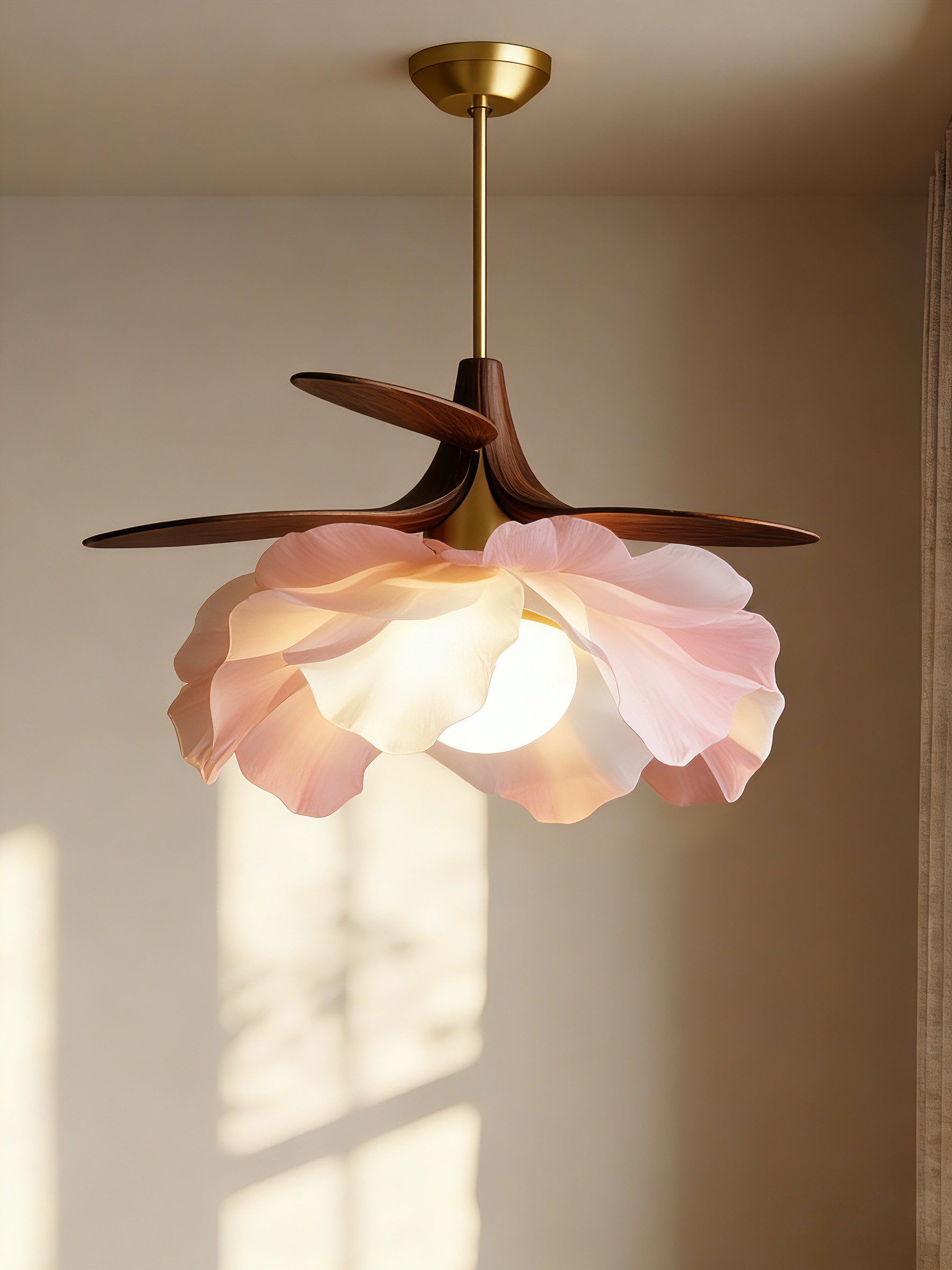 3D Printed Pink Petal Pendant Light - Romantic Blossom Ceiling Lamp