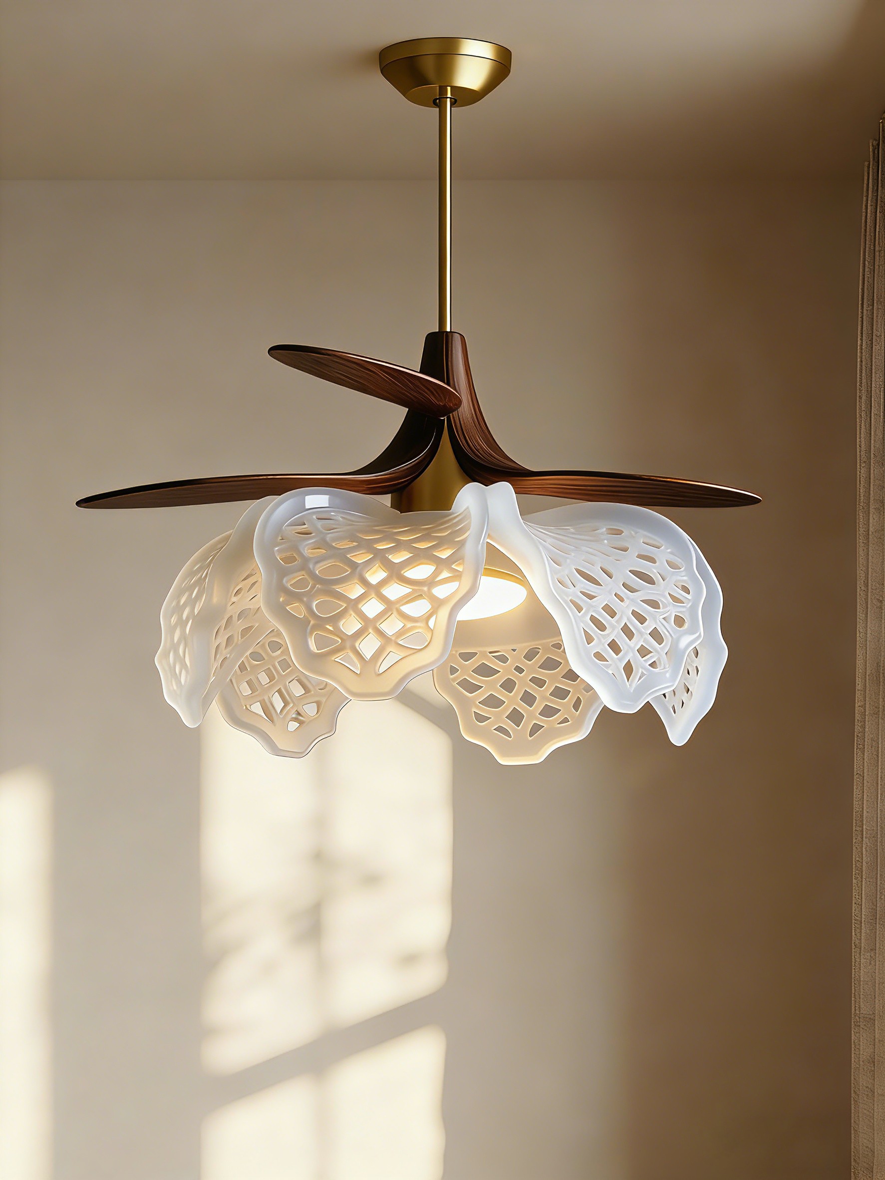 3D Printed Woven Petal Pendant Light - Sculptural Organic Form