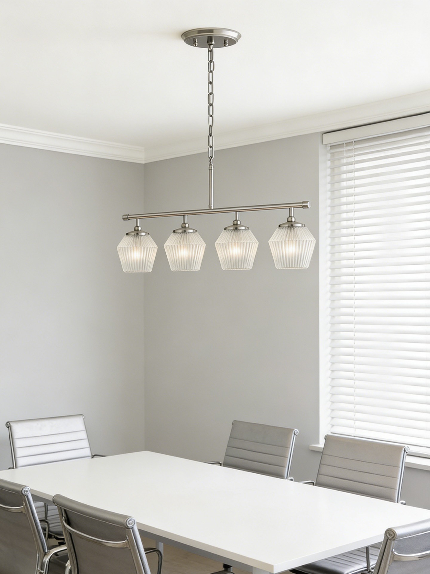 Modern Office Linear Pendant Light - 3D Printed Glass Shades