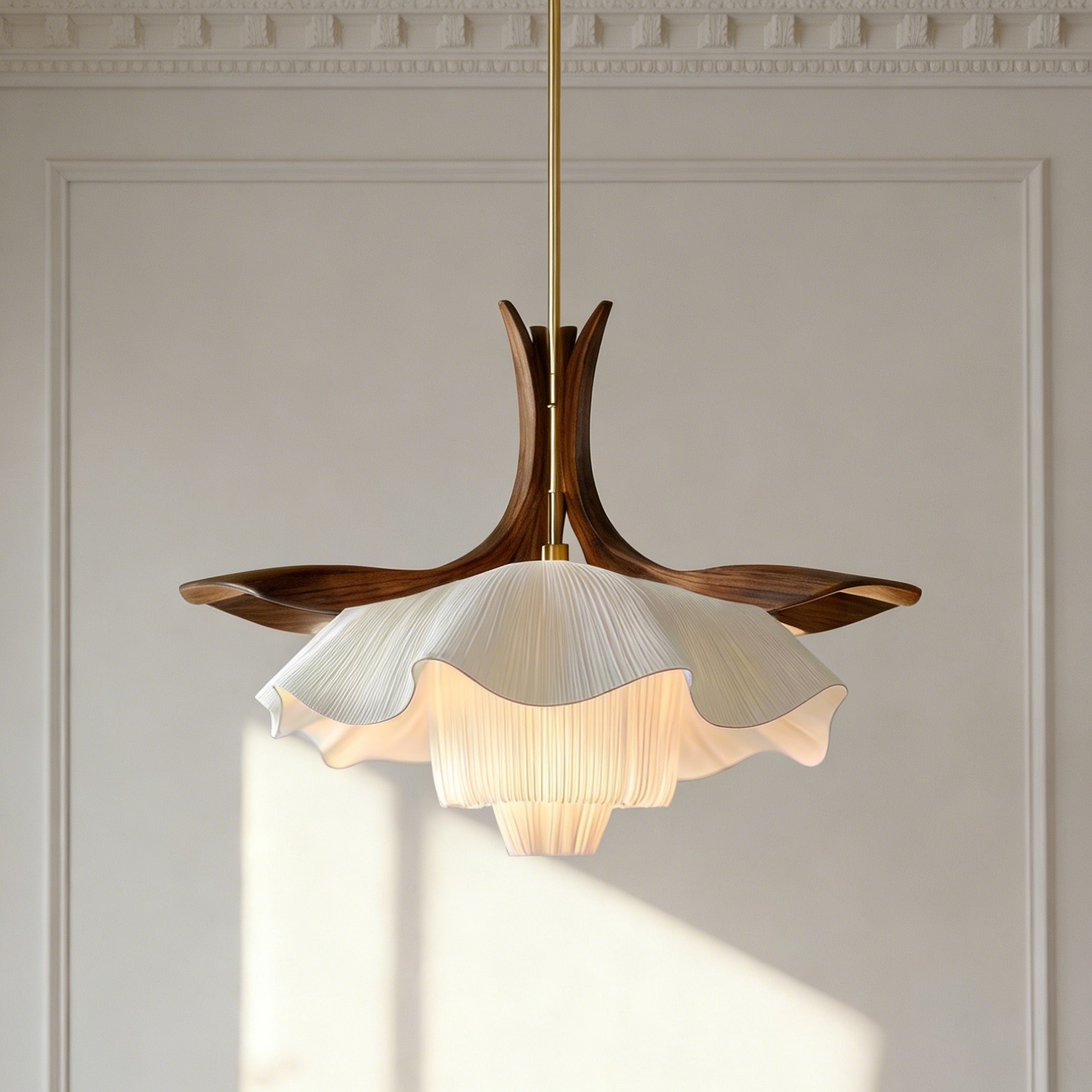 3D Printed Petal Wave Pendant Light - Natural Flowing Form