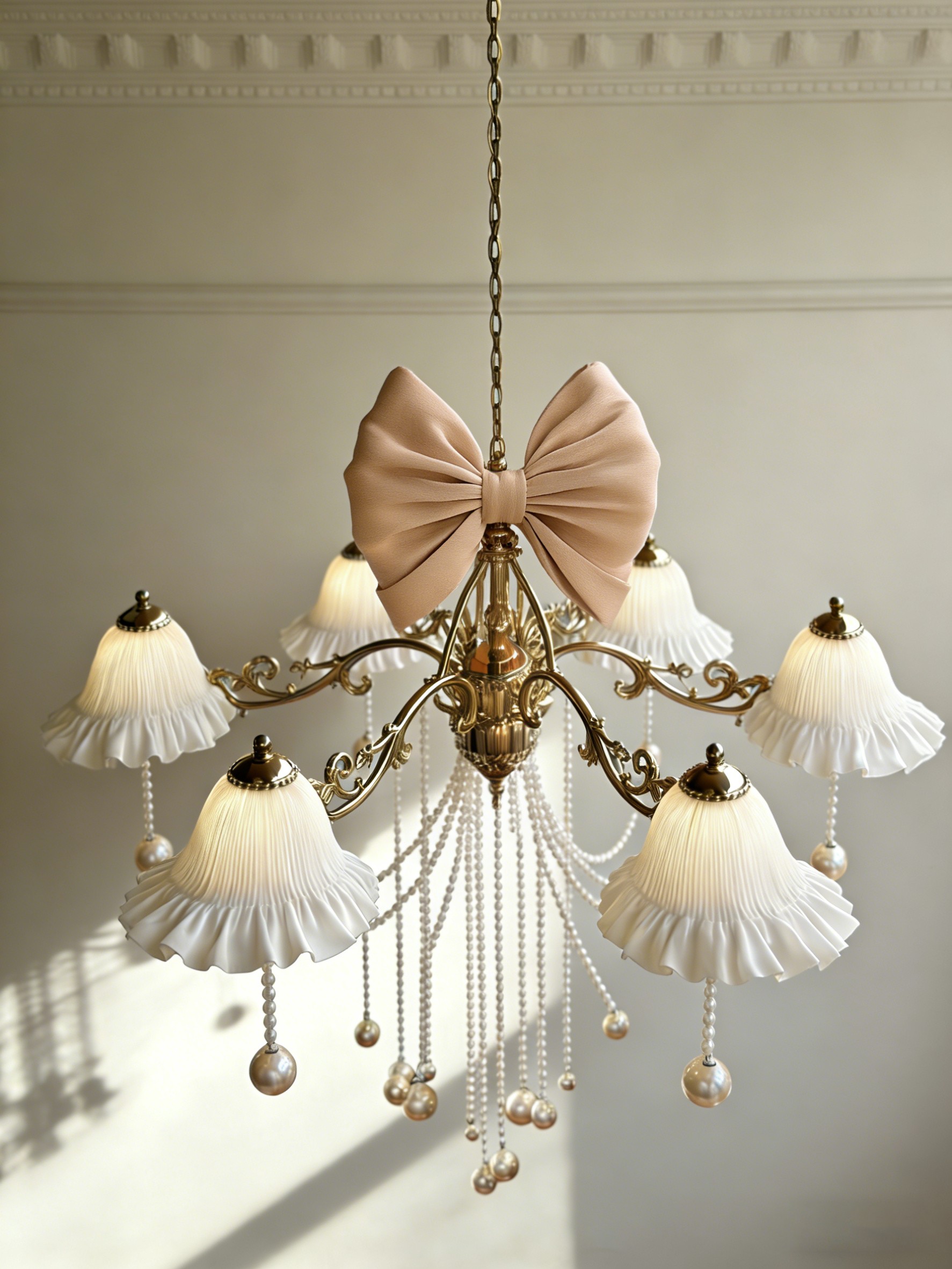Luxury Pearl Chandelier - 3D Printed Floral Shades