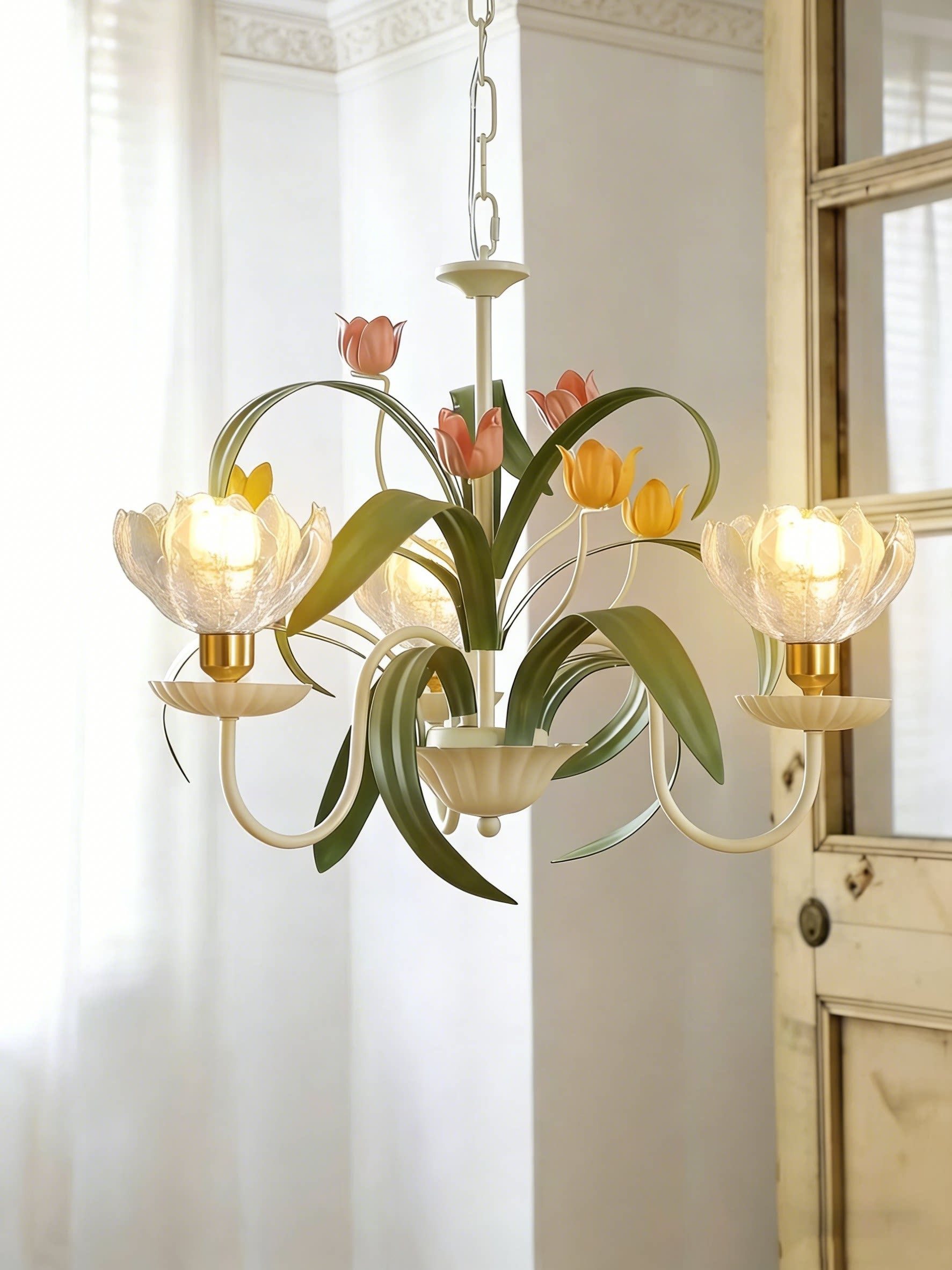 Tulip-Inspired 3D Printed Pendant Lamp with Pastel Accents