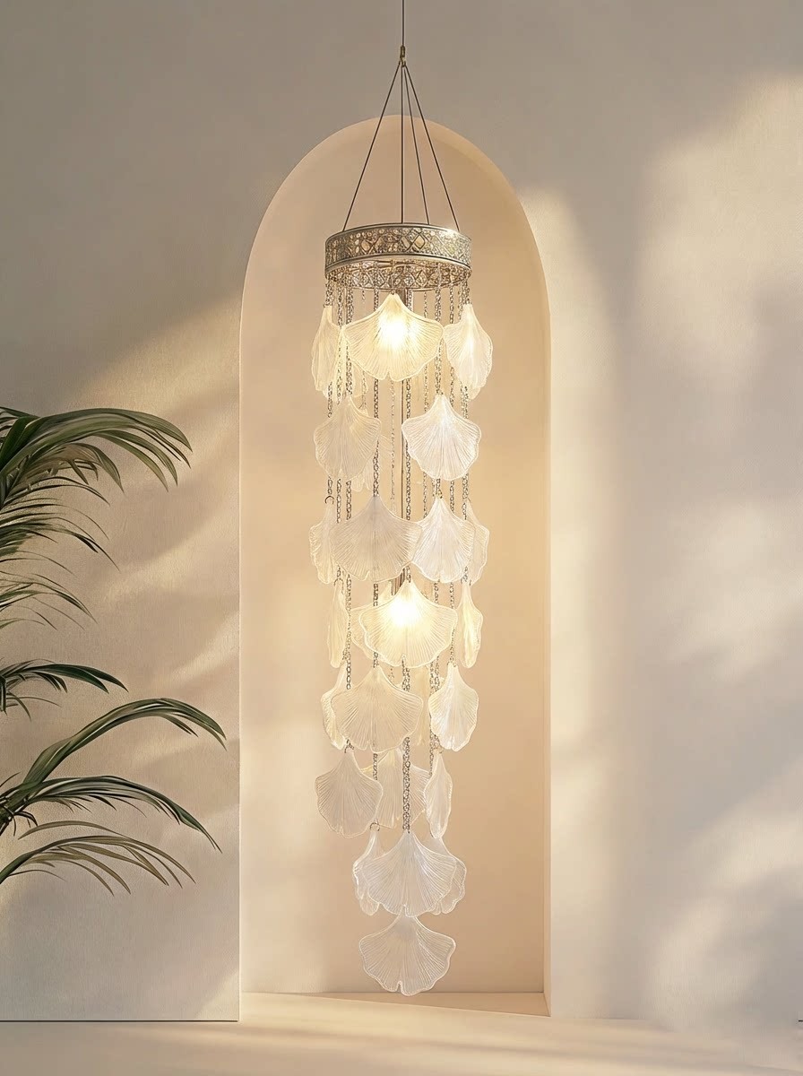 3D Printed Ginkgo Leaf Pendant Chandelier